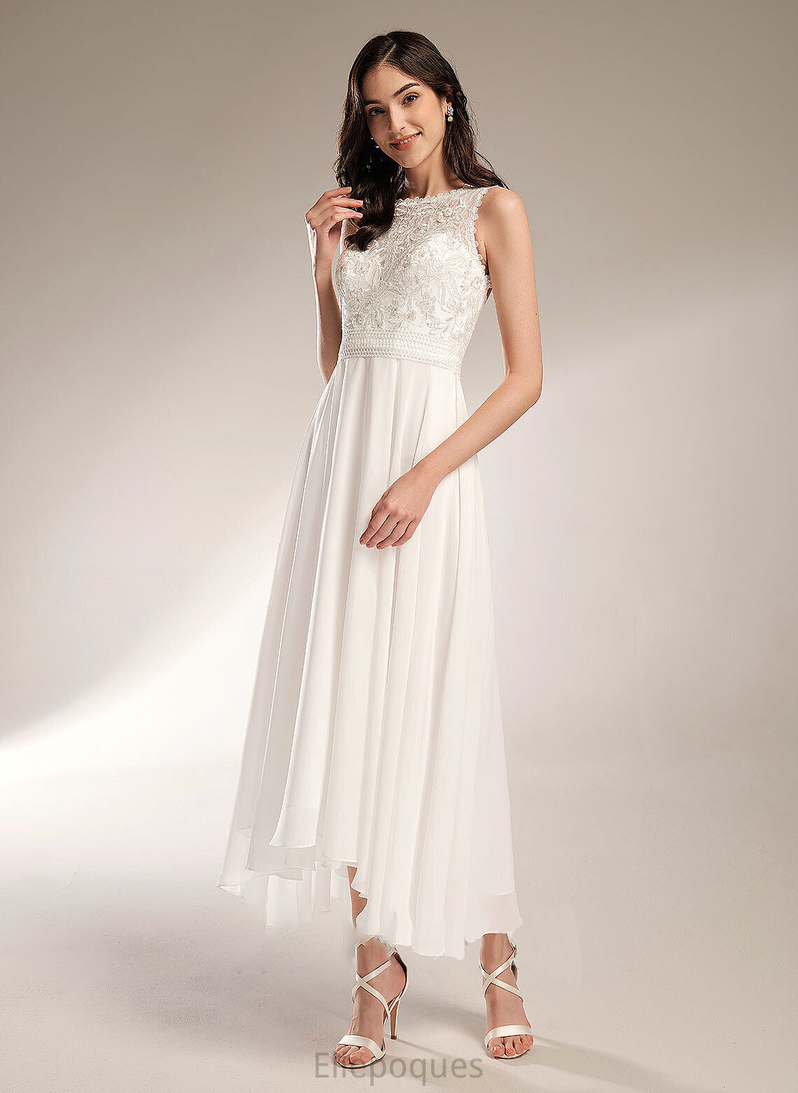 Wedding Dresses Bella Neck Scoop Asymmetrical Dress A-Line Wedding