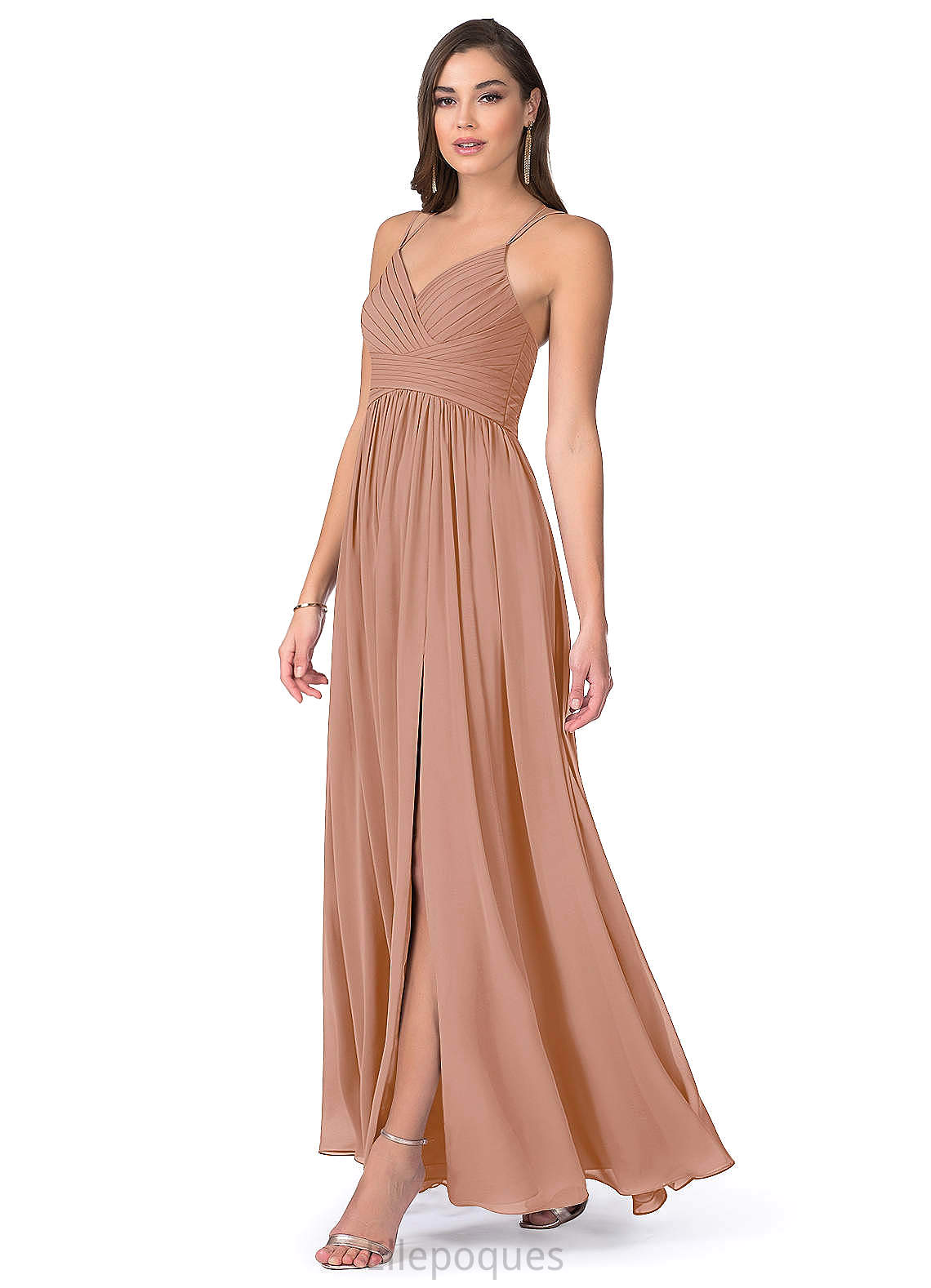 Wendy Floor Length Satin Sleeveless Spaghetti Staps Natural Waist Trumpet/Mermaid Bridesmaid Dresses