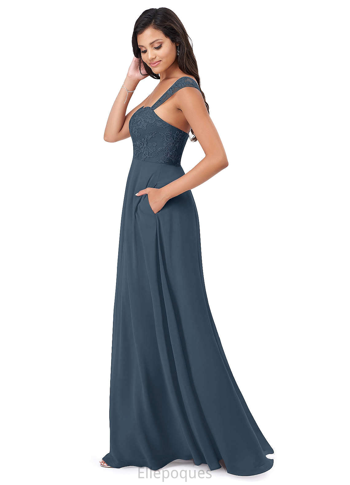 Aubrey Floor Length Natural Waist Straps Trumpet/Mermaid Sleeveless Bridesmaid Dresses