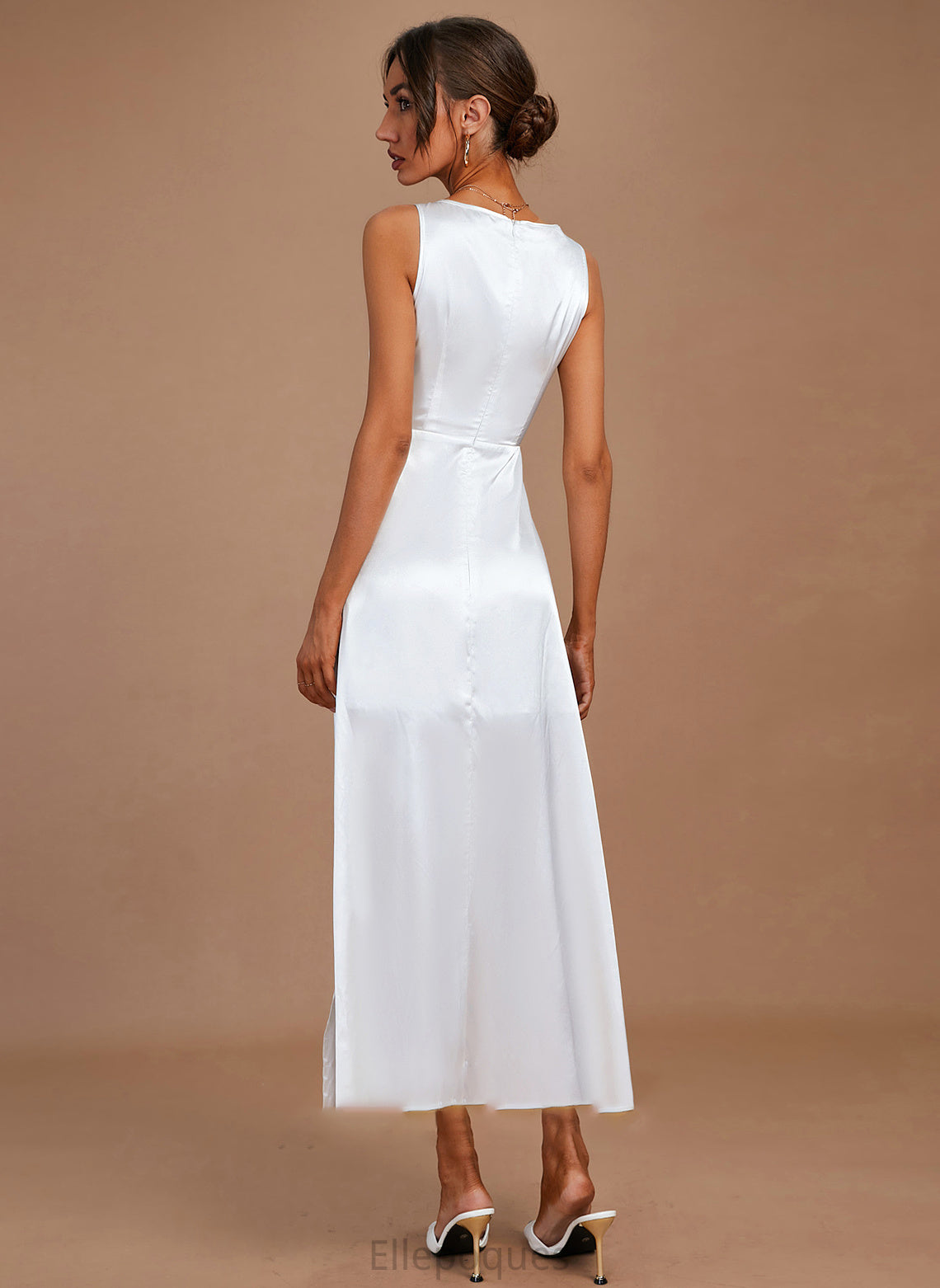 Jazlynn V-neck Wedding Dresses Ankle-Length Wedding Sheath/Column Dress