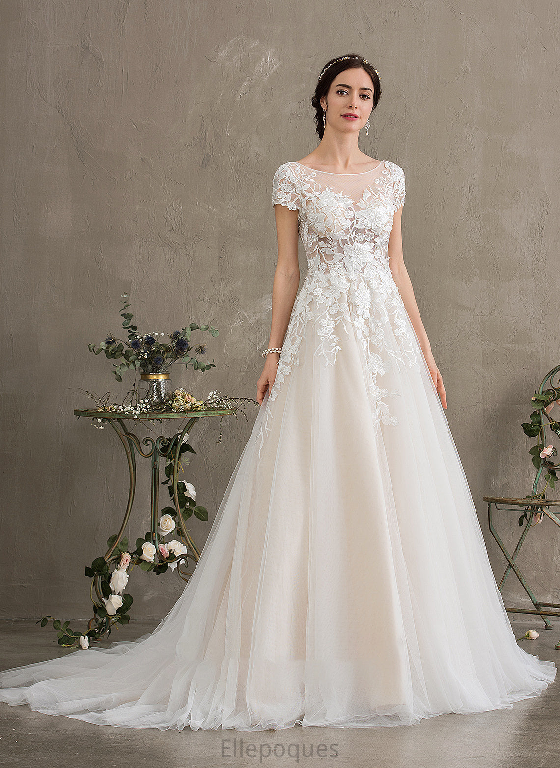 Ball-Gown/Princess Court Wedding Dresses Train Tulle Wedding Dress Jaylin Illusion