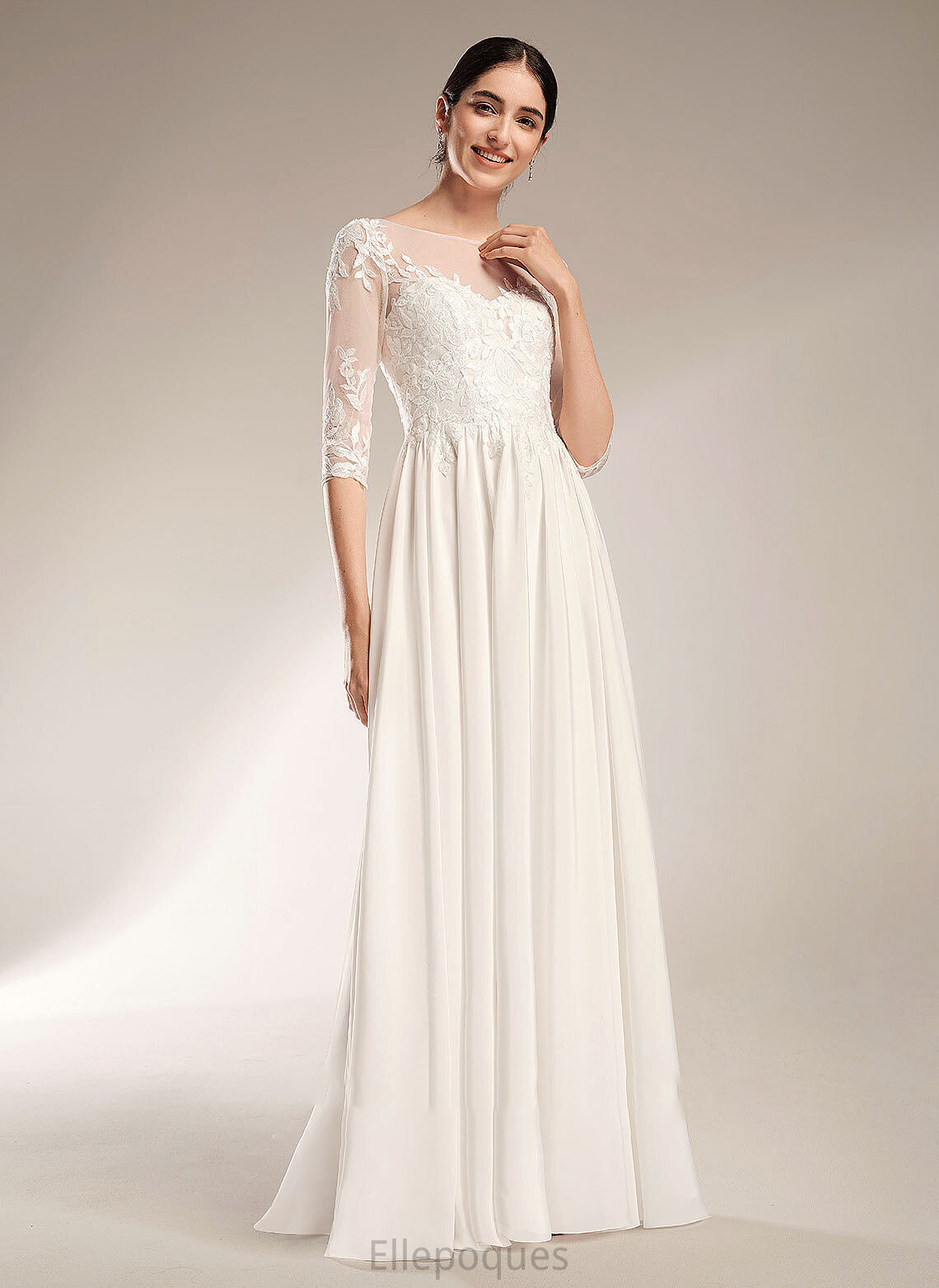 Sequins Sanai With Wedding A-Line Train Illusion Wedding Dresses Sweep Dress