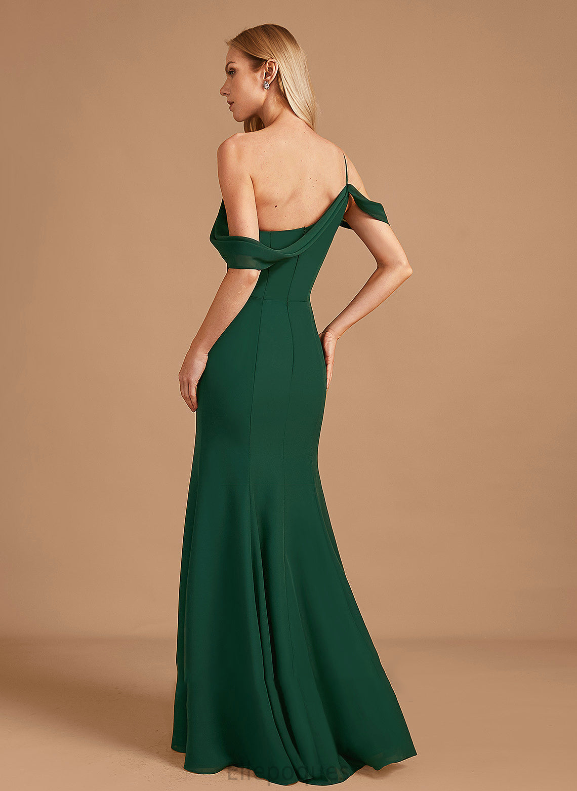 One-Shoulder Embellishment Silhouette Length Trumpet/Mermaid Fabric SplitFront Neckline Floor-Length Gabriella Natural Waist Spandex Bridesmaid Dresses