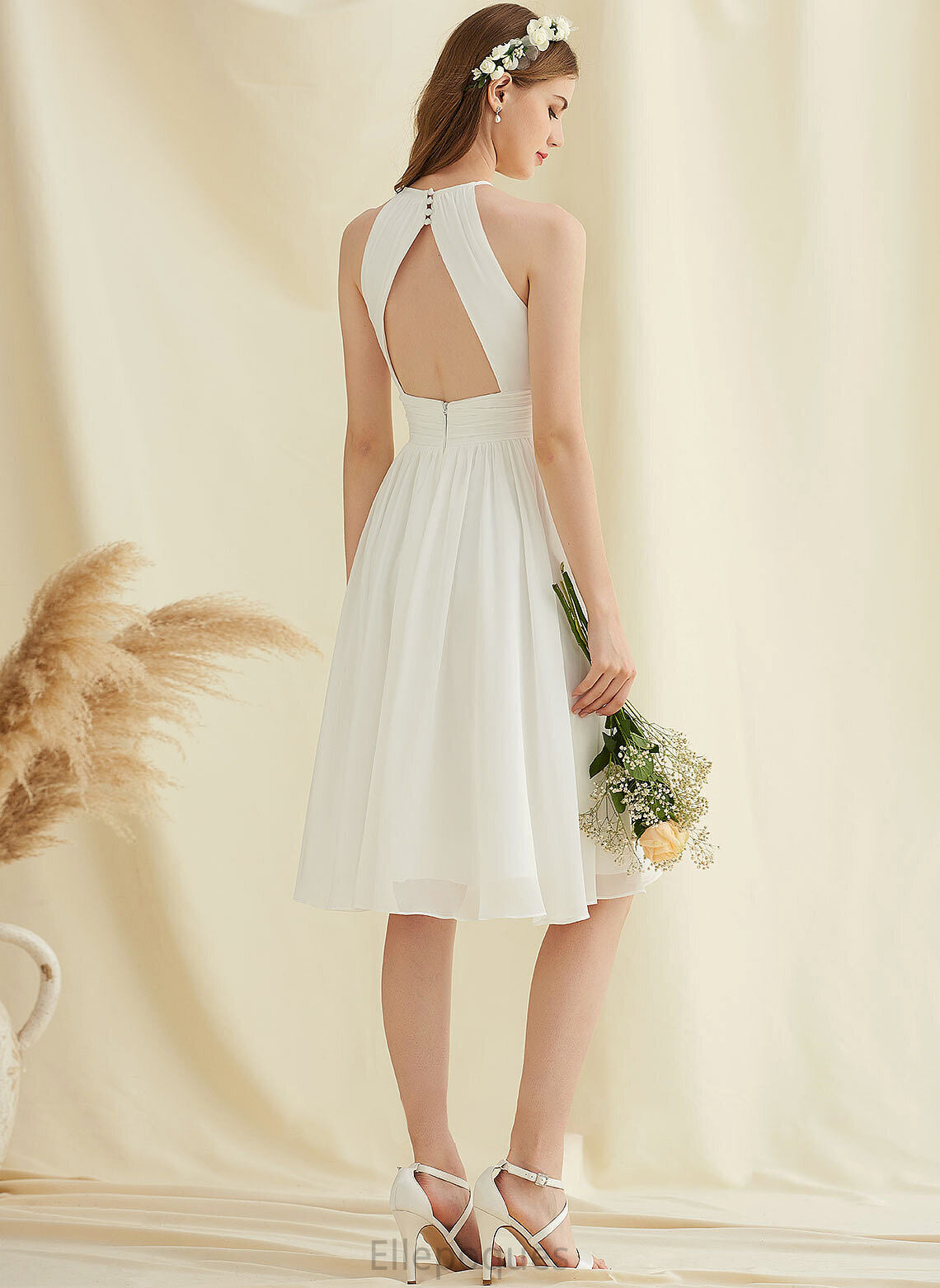 A-Line Chiffon Dress Wedding Dresses Camryn Knee-Length Wedding