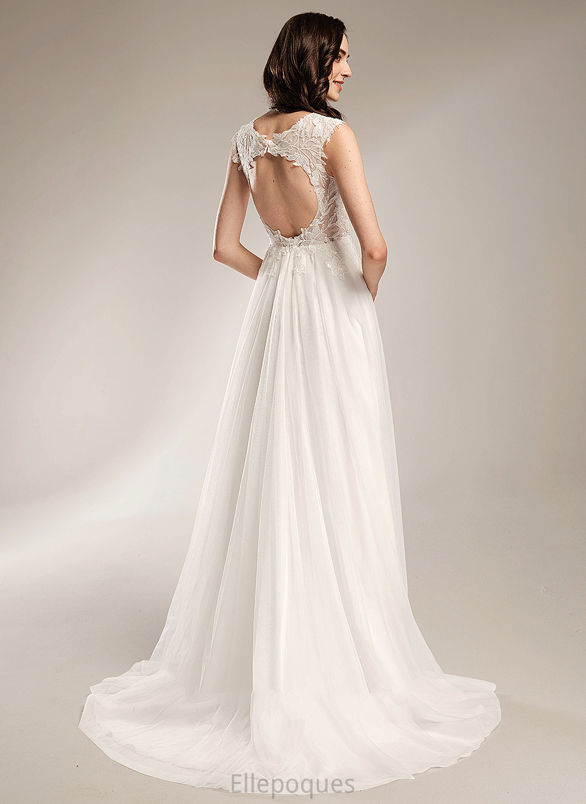 Train With Wedding Court Sequins Serena Wedding Dresses Dress V-neck A-Line