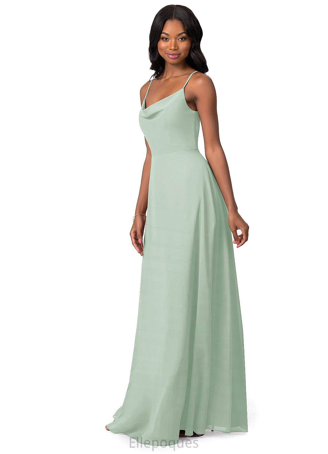 Amya Spaghetti Staps Floor Length Sleeveless Natural Waist Trumpet/Mermaid Satin Bridesmaid Dresses