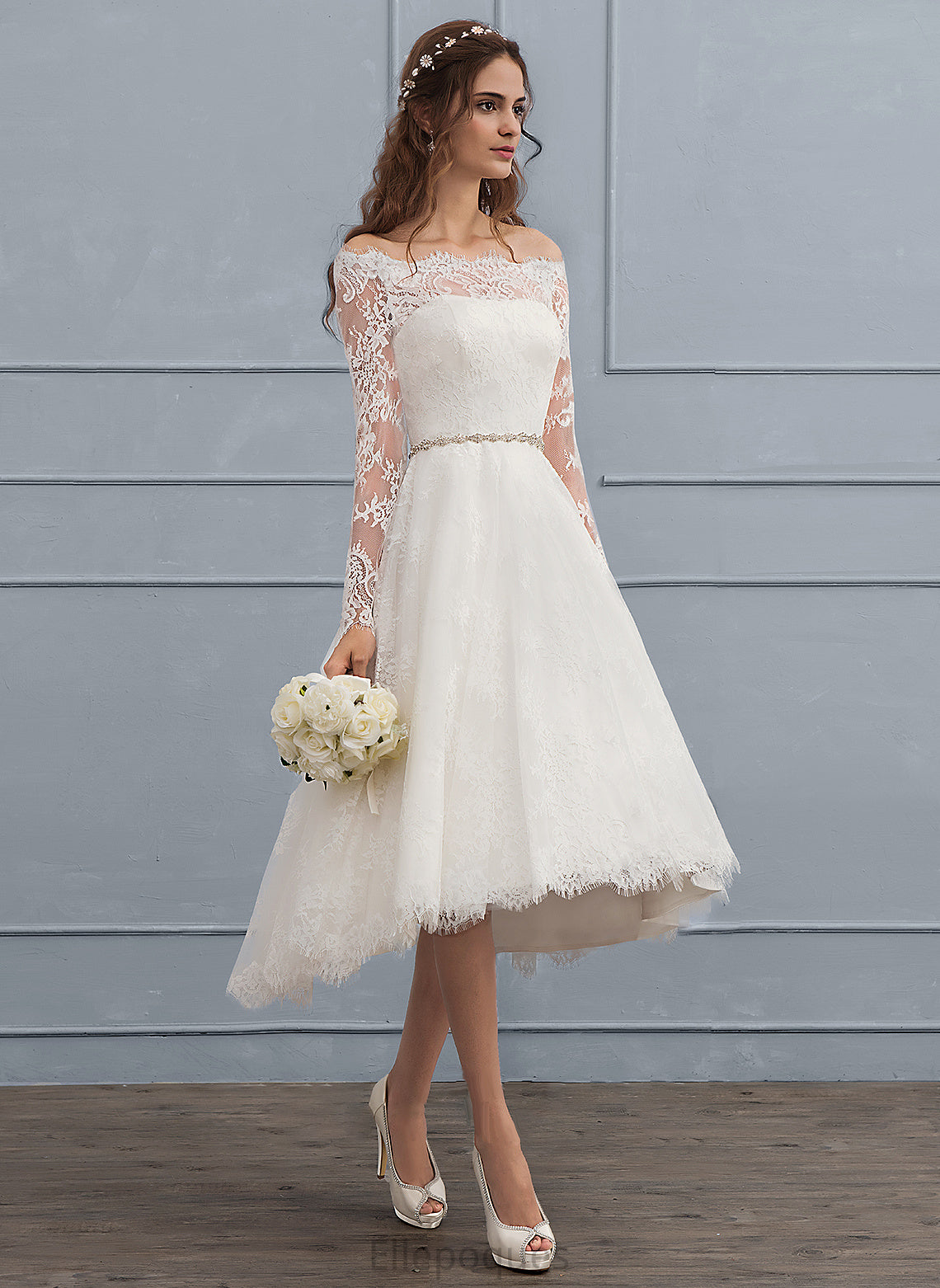 Dress A-Line With Wedding Asymmetrical Beading Lace Wedding Dresses Kianna