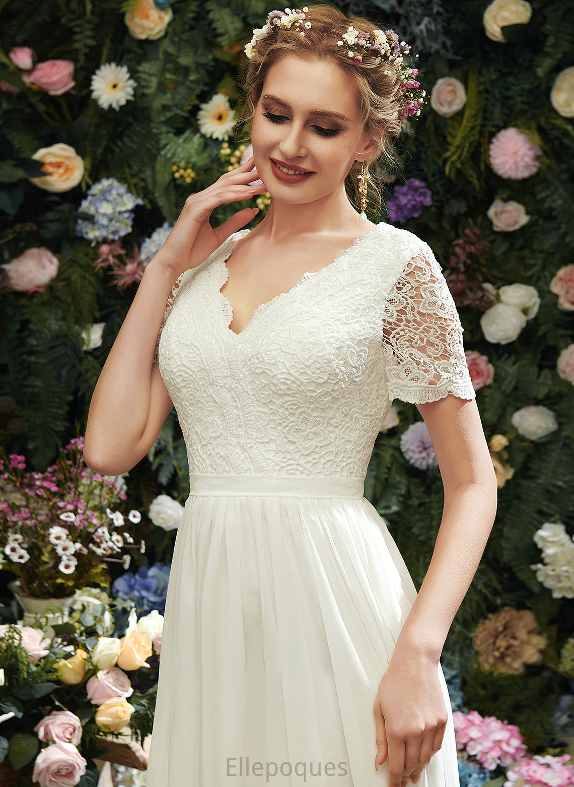 Wedding Wedding Dresses A-Line With Dress Zion V-neck Asymmetrical Lace