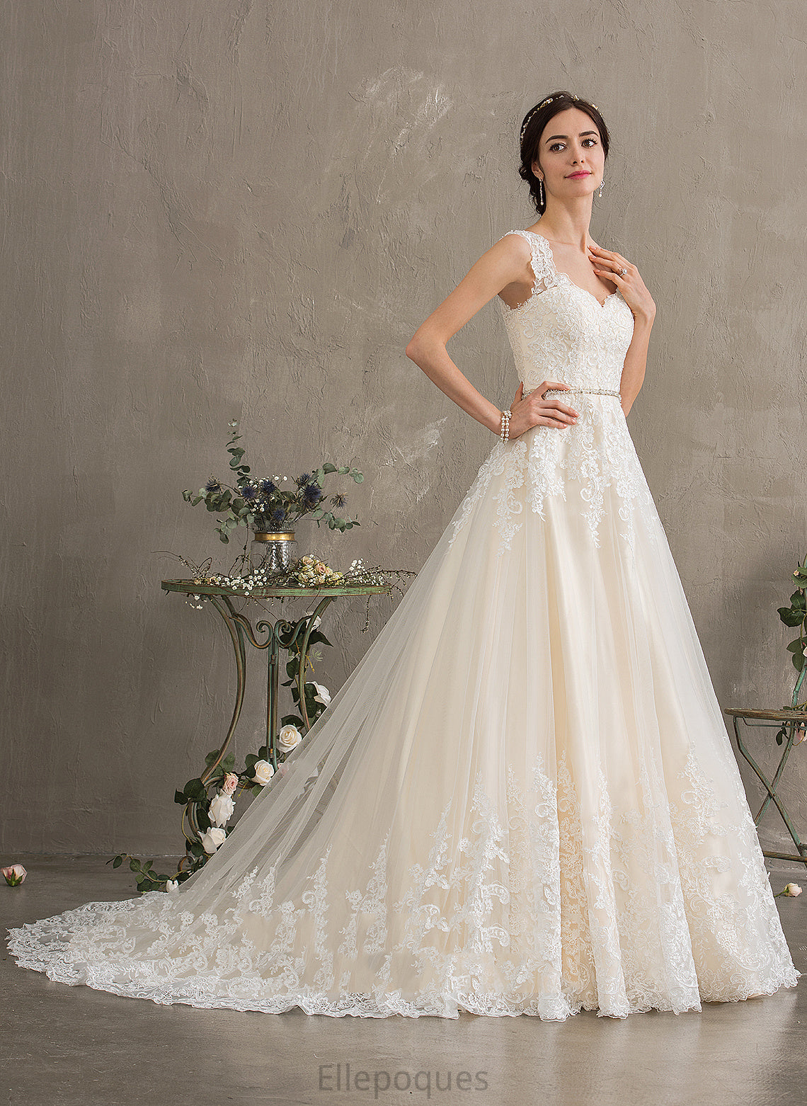 Sequins Tulle Dress Court Lace With Angelica Wedding Dresses Beading Wedding Train Sweetheart Ball-Gown/Princess