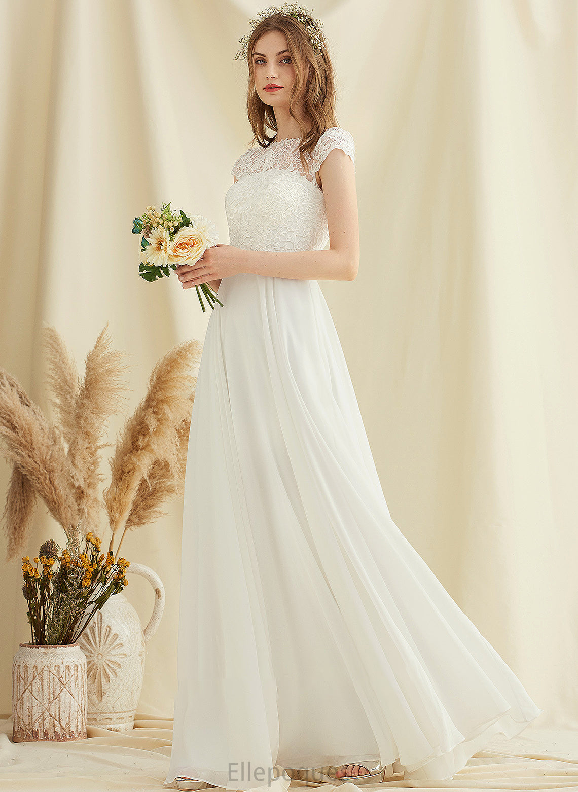 A-Line Floor-Length Wedding Wedding Dresses Sydnee Dress Lace Chiffon