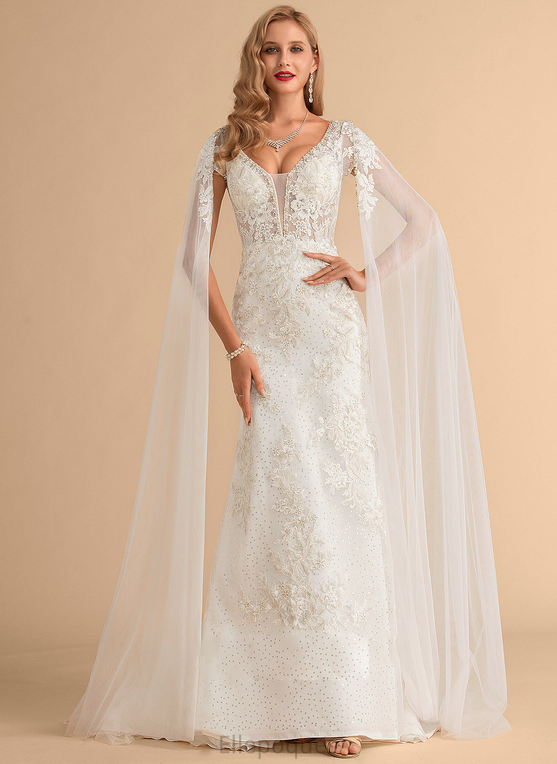 Dress Sequins V-neck Beading Wedding Dresses Tulle Court With Lace Trumpet/Mermaid Train Wedding Kailyn