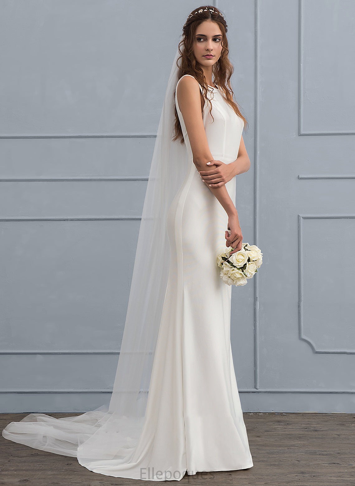 Jersey Trumpet/Mermaid Dress Sweep Wedding Train Neck Sarahi Scoop Wedding Dresses