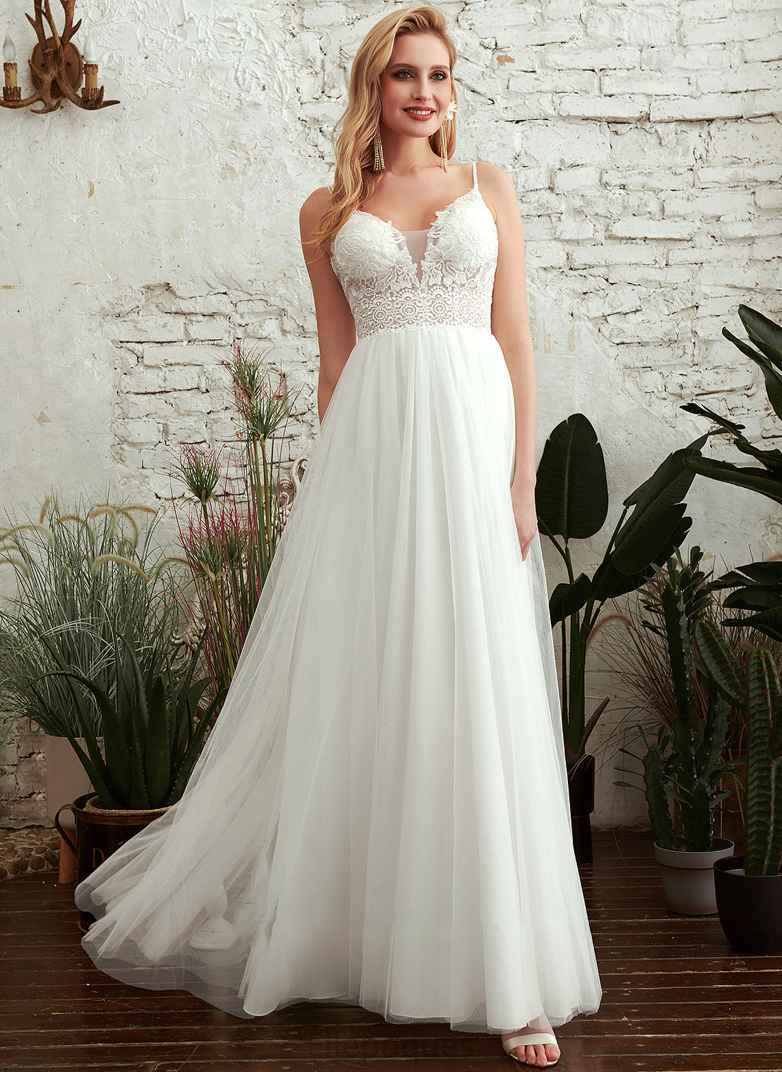 Ashanti Wedding V-neck Floor-Length Wedding Dresses Dress A-Line