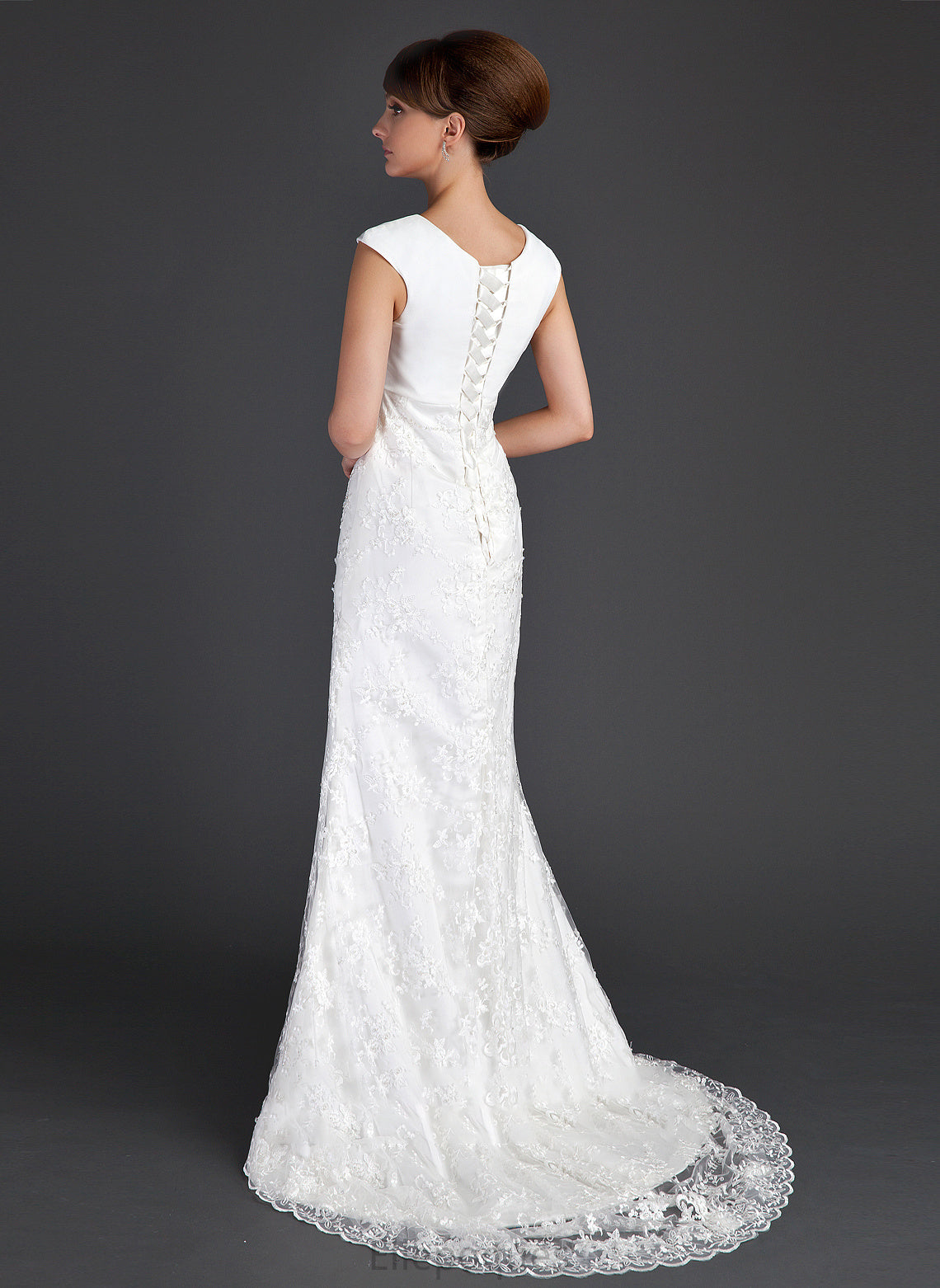 Wedding Dresses Lace With Court Ruffle Wedding Chaya Neck Dress Train Scoop Beading Sheath/Column