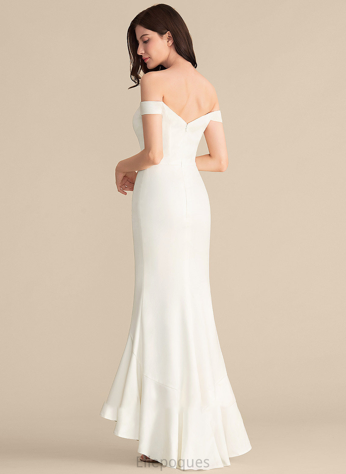 Wedding Crepe Kailey Trumpet/Mermaid Off-the-Shoulder Asymmetrical Wedding Dresses Dress Stretch