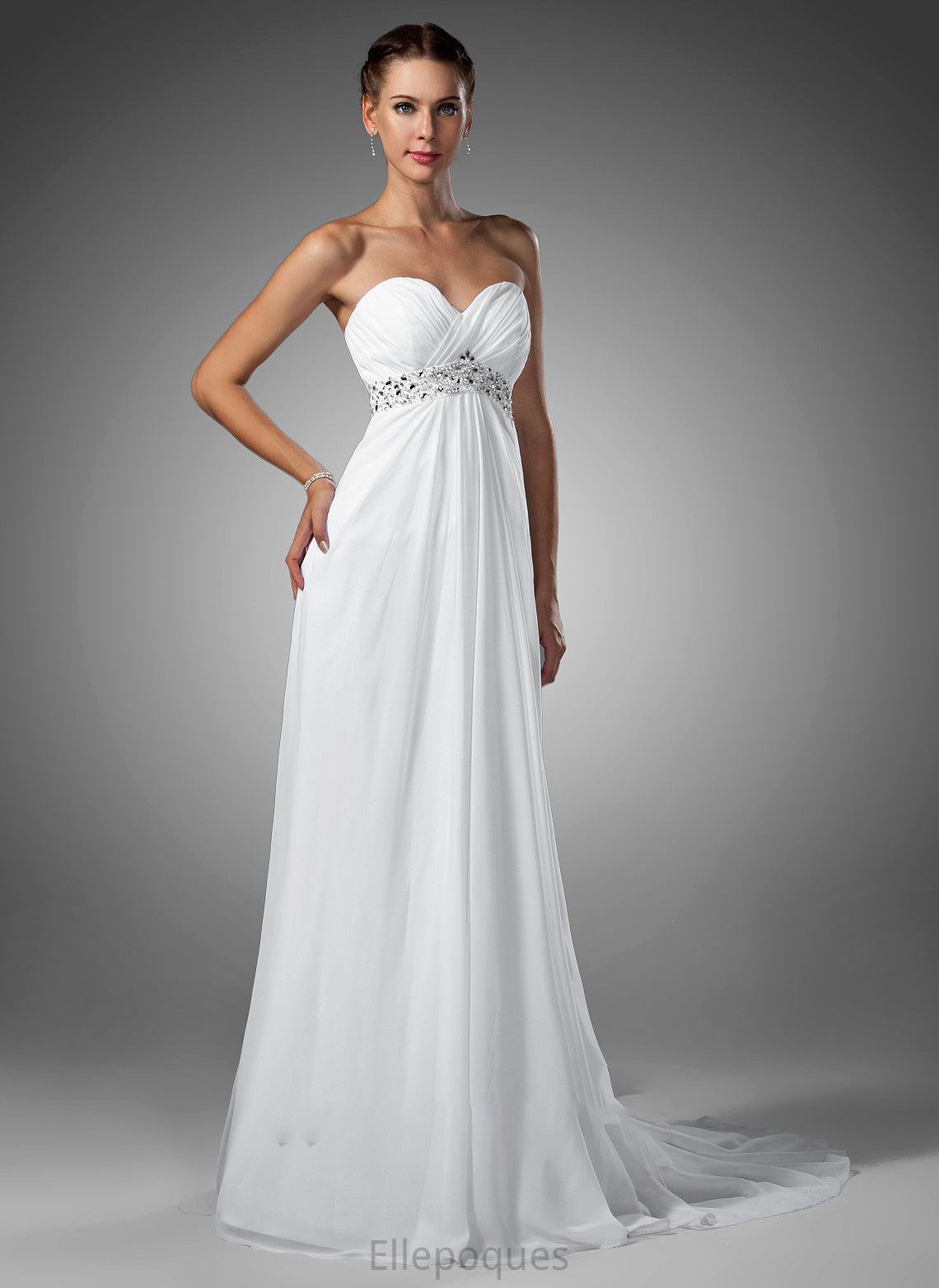 Empire Train Wedding With Sweep Beading Dress Jimena Ruffle Wedding Dresses Chiffon Sweetheart