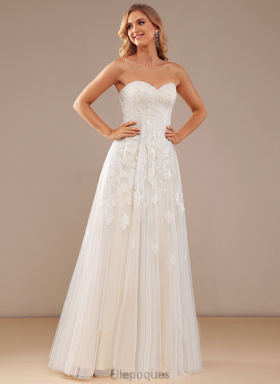 Cali With Wedding A-Line Dress Wedding Dresses Lace Sequins Floor-Length Sweetheart