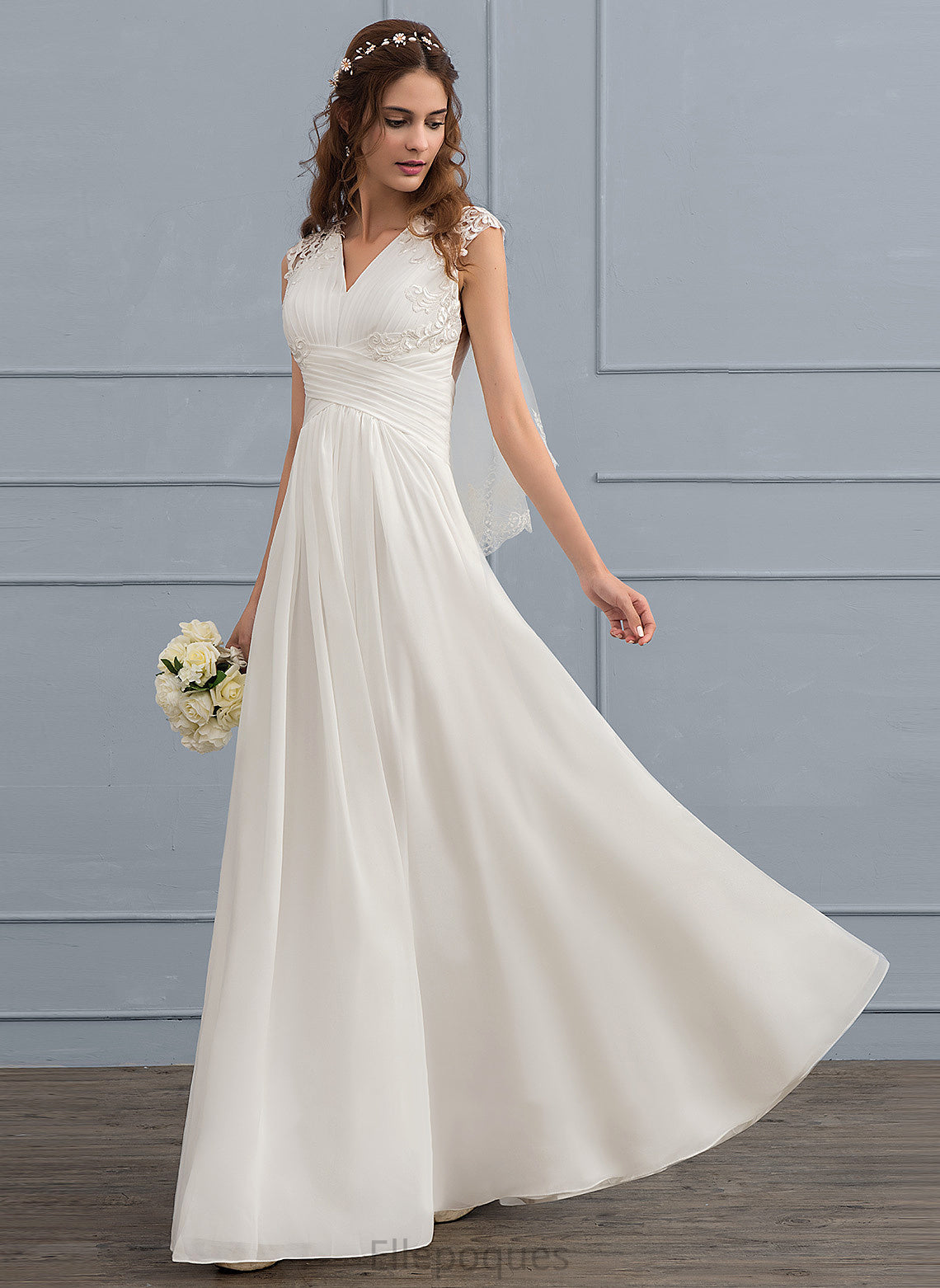 Floor-Length Wedding Dress Ruffle Matilda Sweetheart Chiffon A-Line Wedding Dresses With Lace