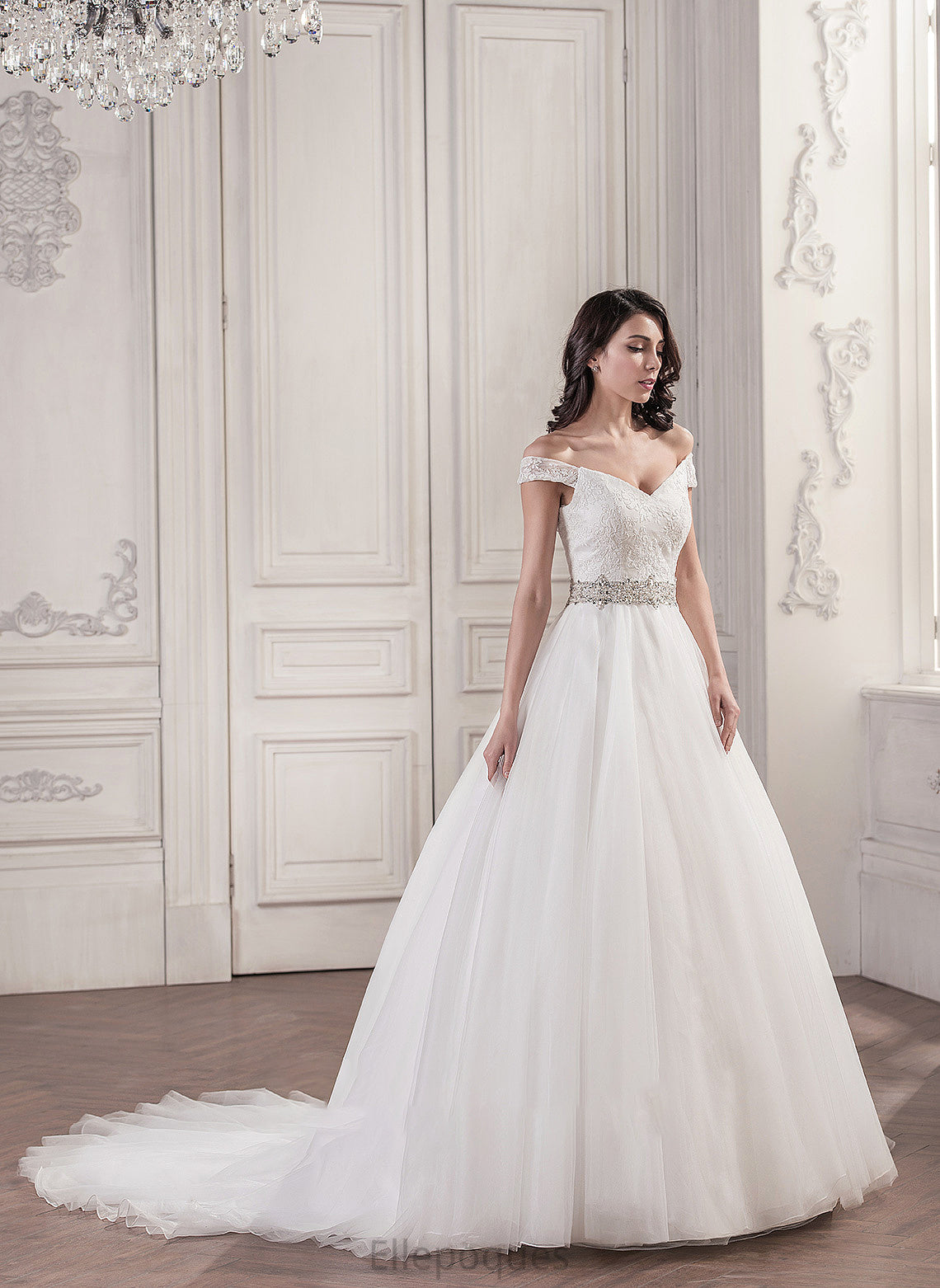 Dress Cathedral Erica Wedding Dresses Ball-Gown/Princess Train Wedding Tulle With Beading Sequins