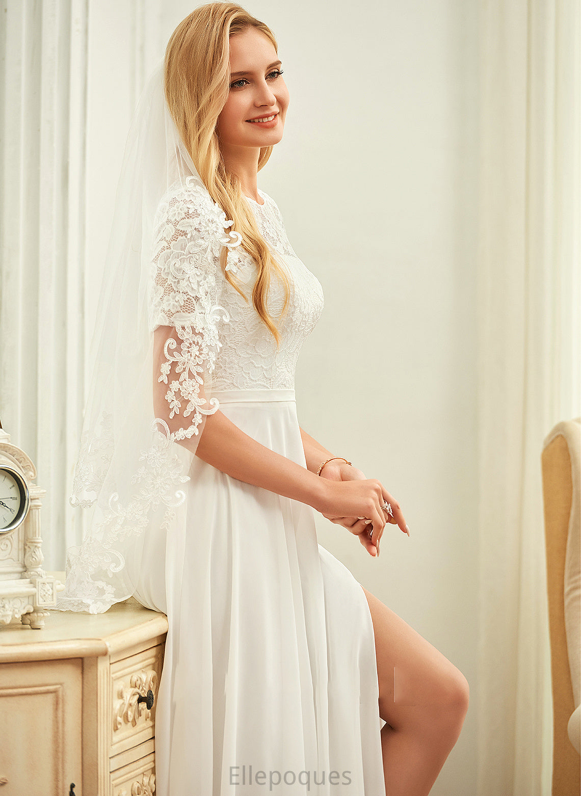 Scoop Neck Dress Jaylynn Chiffon Wedding Wedding Dresses A-Line Floor-Length Lace