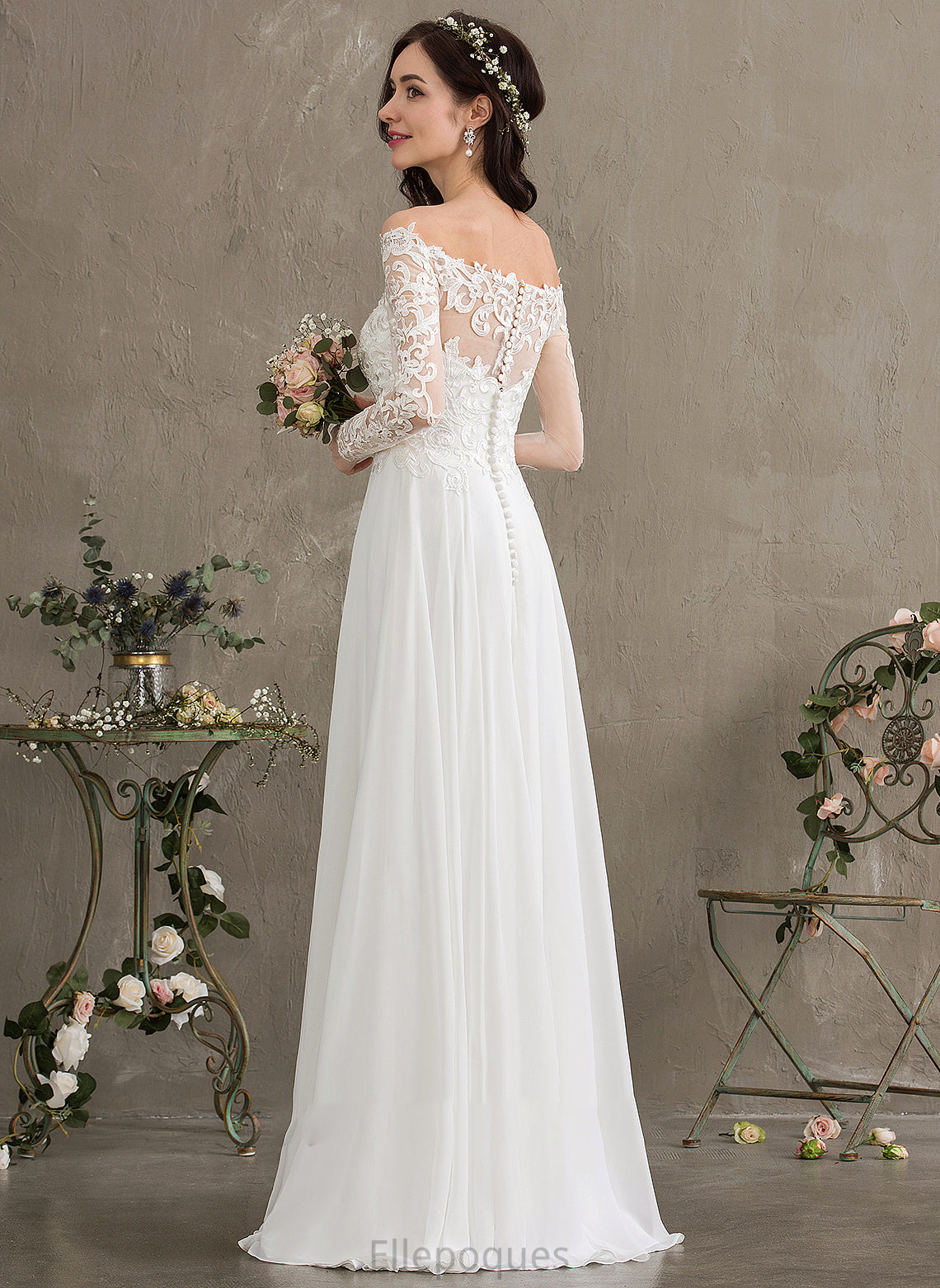 Mariam Floor-Length Wedding Dresses Wedding A-Line Chiffon Dress