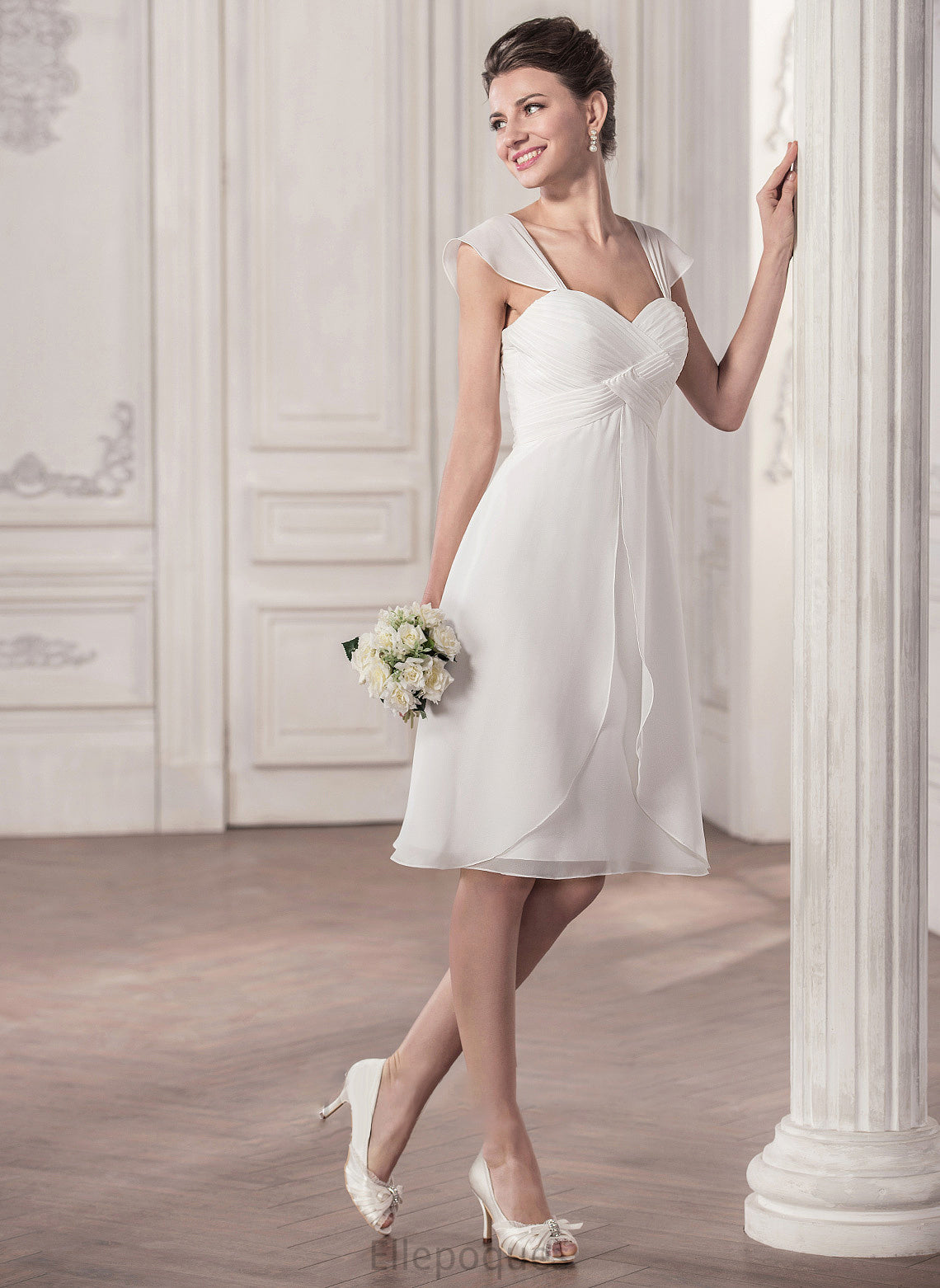 Ruffle Knee-Length Chiffon With Sweetheart A-Line Dress Wedding Nora Wedding Dresses