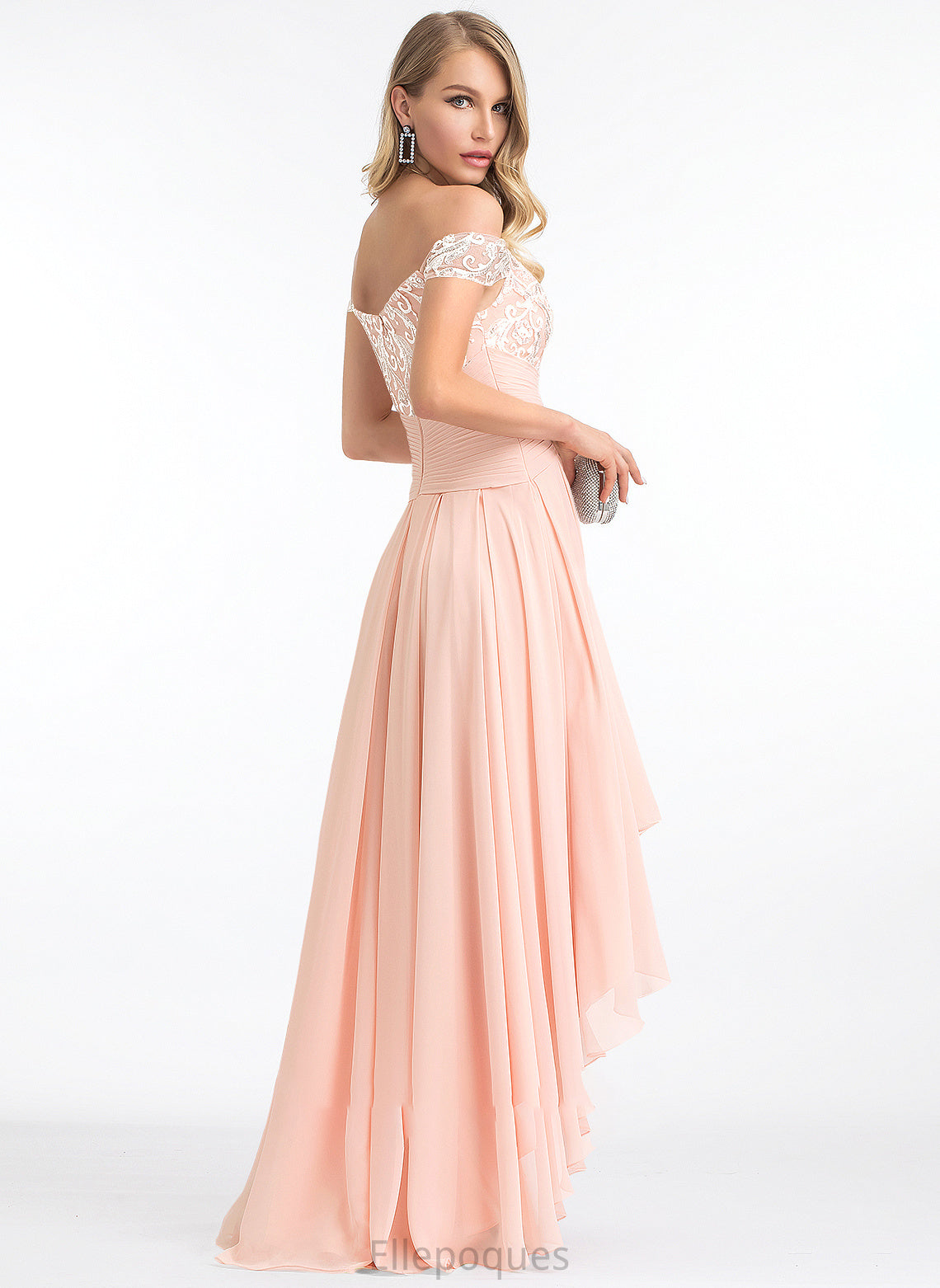 Wedding Sequins Chiffon Wedding Dresses Desiree Asymmetrical Off-the-Shoulder With Dress A-Line