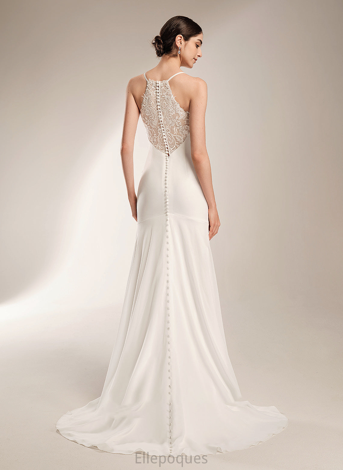 Train Dress Sheath/Column Lace Court Wedding Wedding Dresses With Lindsay V-neck