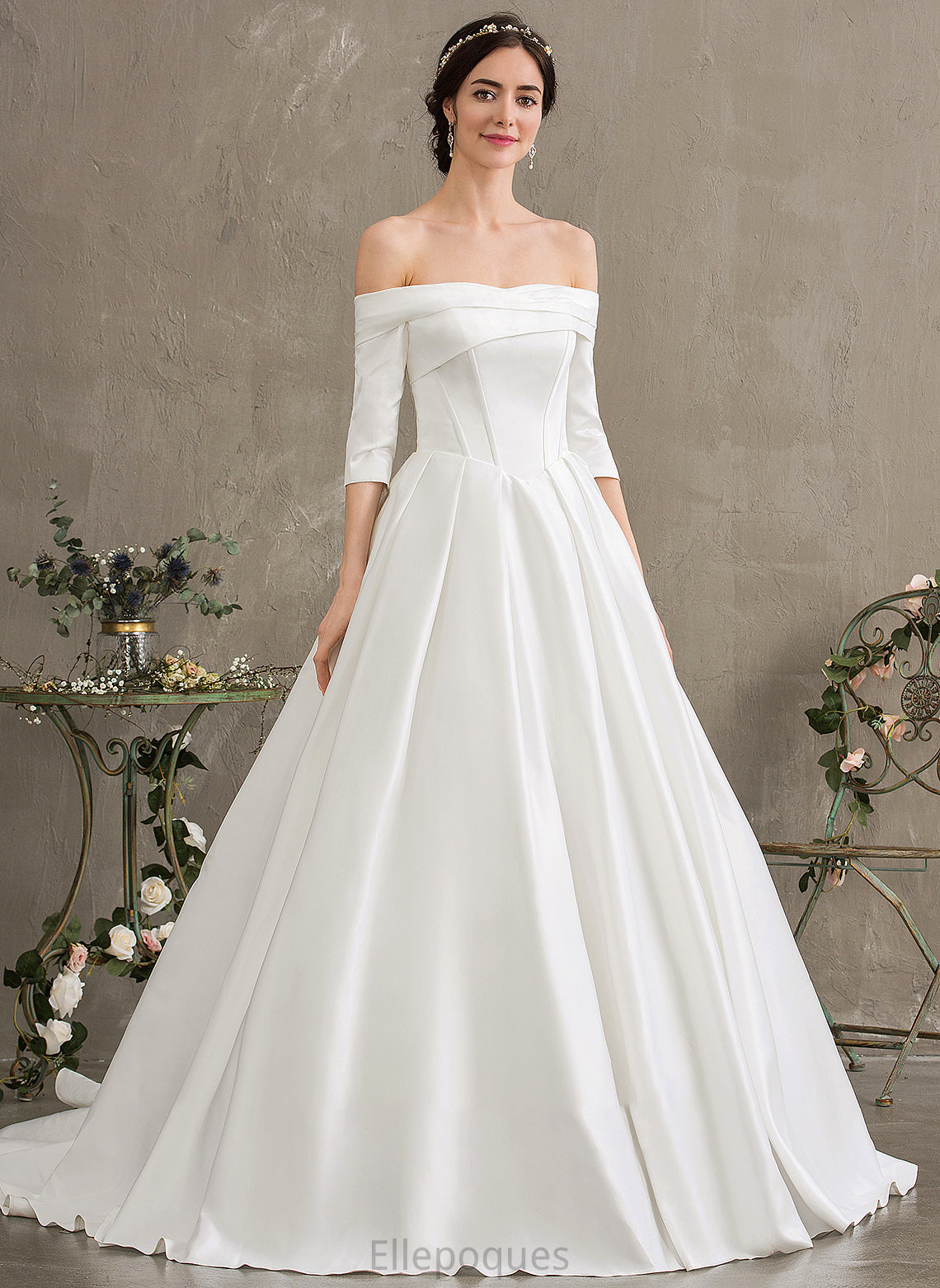 Court Makenna Ball-Gown/Princess Dress Wedding Wedding Dresses Satin Train