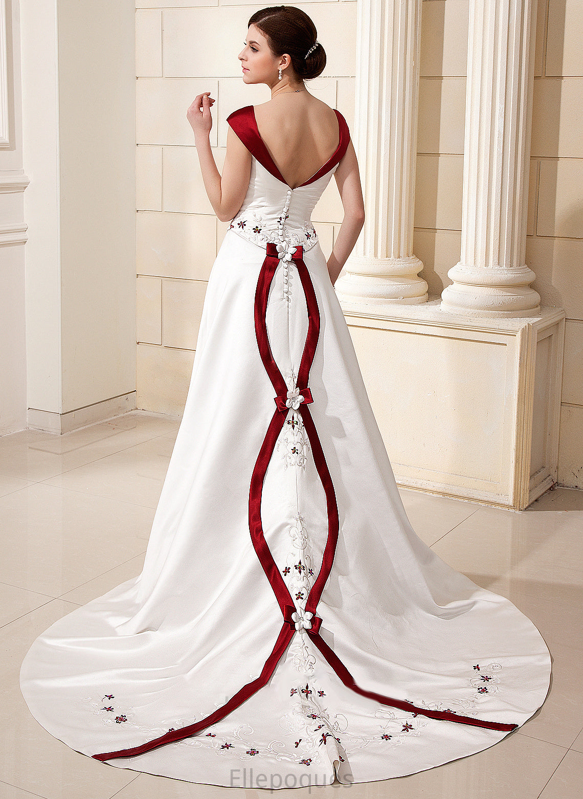 Wedding Ball-Gown/Princess Train Dress Satin Chapel Marcia With Beading Wedding Dresses Flower(s)