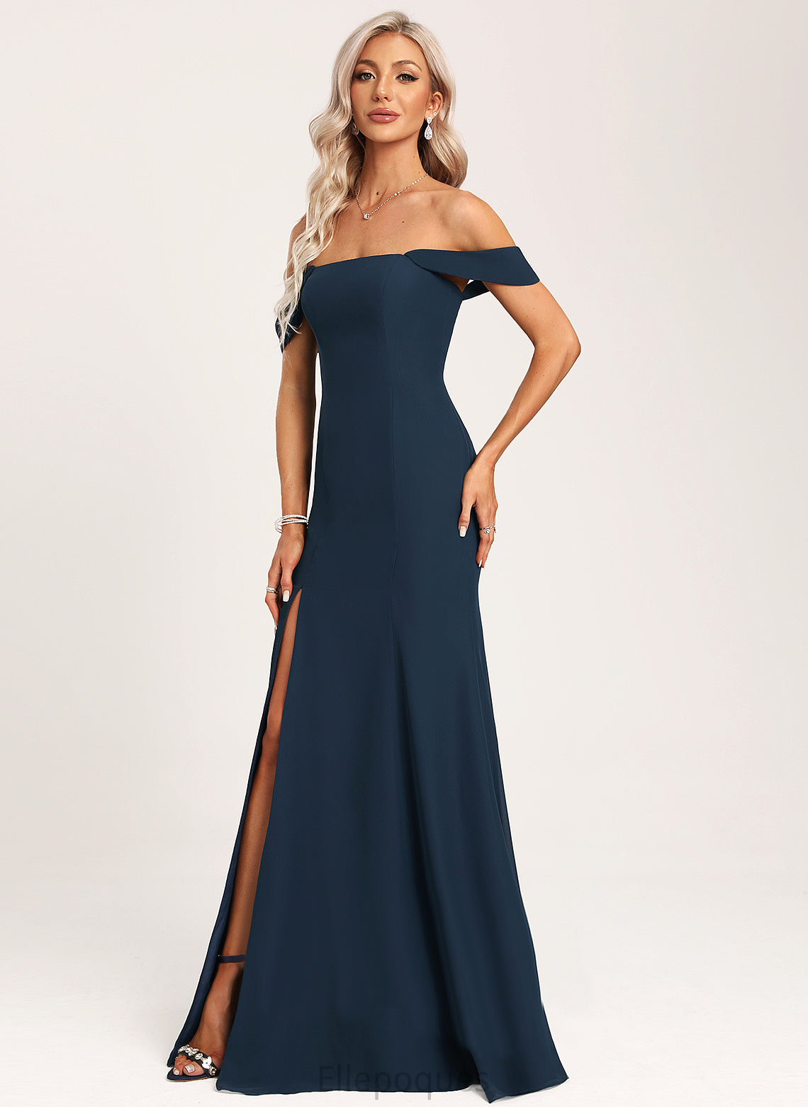 Trumpet/Mermaid Off-the-Shoulder Floor-Length Silhouette Straps&Sleeves Neckline Length Fabric Patsy Bridesmaid Dresses