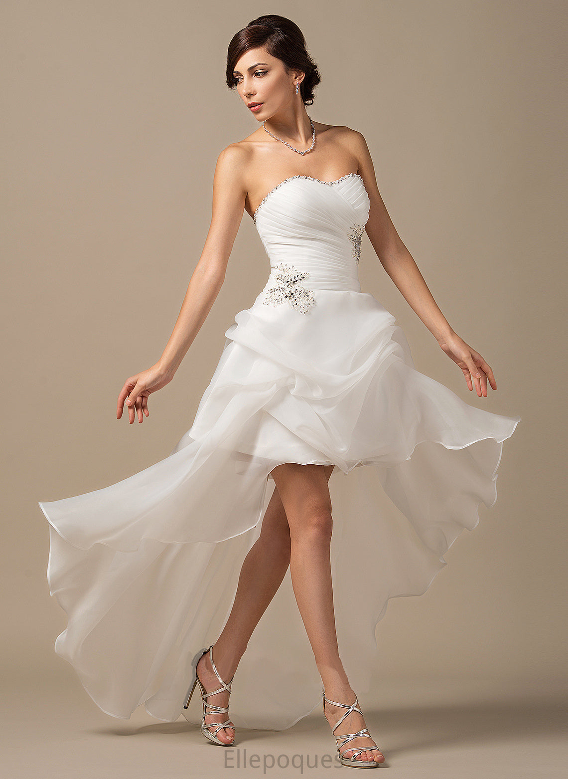 Wedding Dresses Organza Dress Malia A-Line Wedding With Asymmetrical Sequins Ruffle Beading Sweetheart