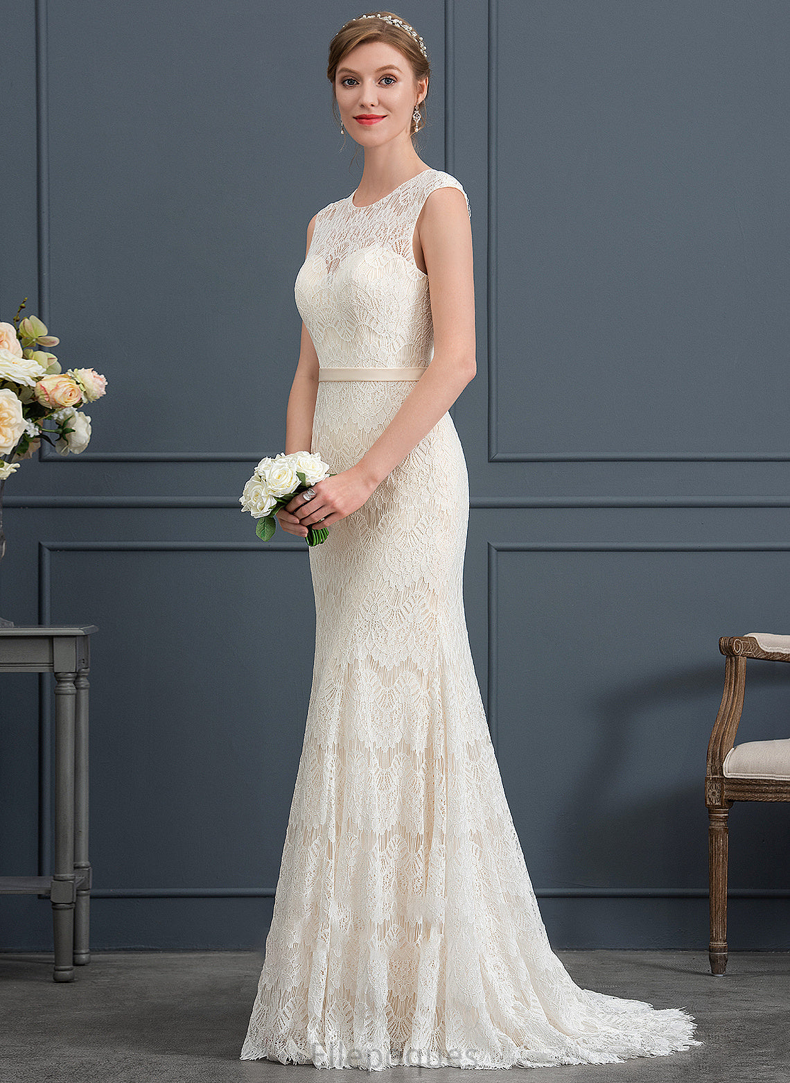 Dress Neck Wedding Dresses Trumpet/Mermaid Wedding Scoop Alejandra Train Lace Sweep