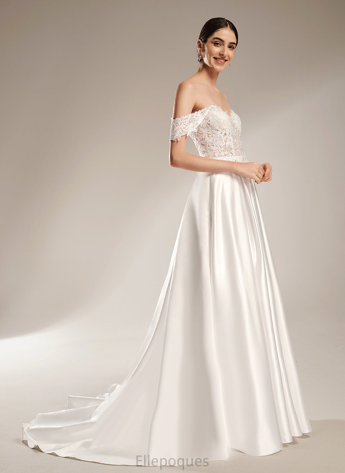 Dress Train Lace Wedding Dresses Sweetheart Chapel With Satin Aiyana Ball-Gown/Princess Wedding Sequins