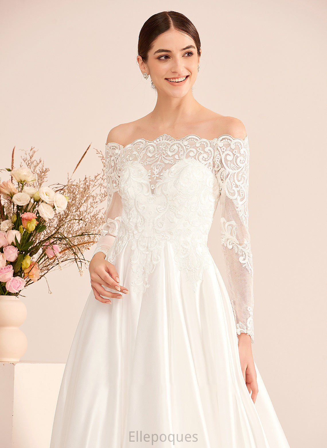 Off-the-Shoulder With Train Wedding Wedding Dresses Dress Jemima Ball-Gown/Princess Lace Court