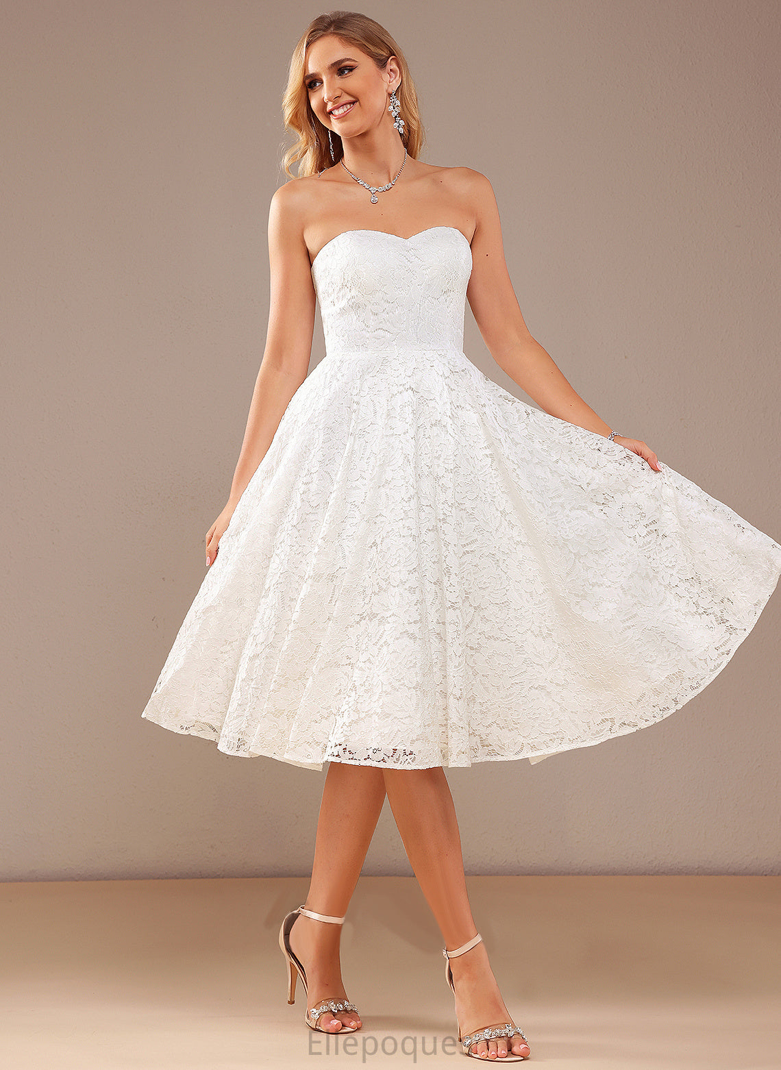 Knee-Length Jazmine Wedding A-Line Sweetheart Lace Wedding Dresses Dress