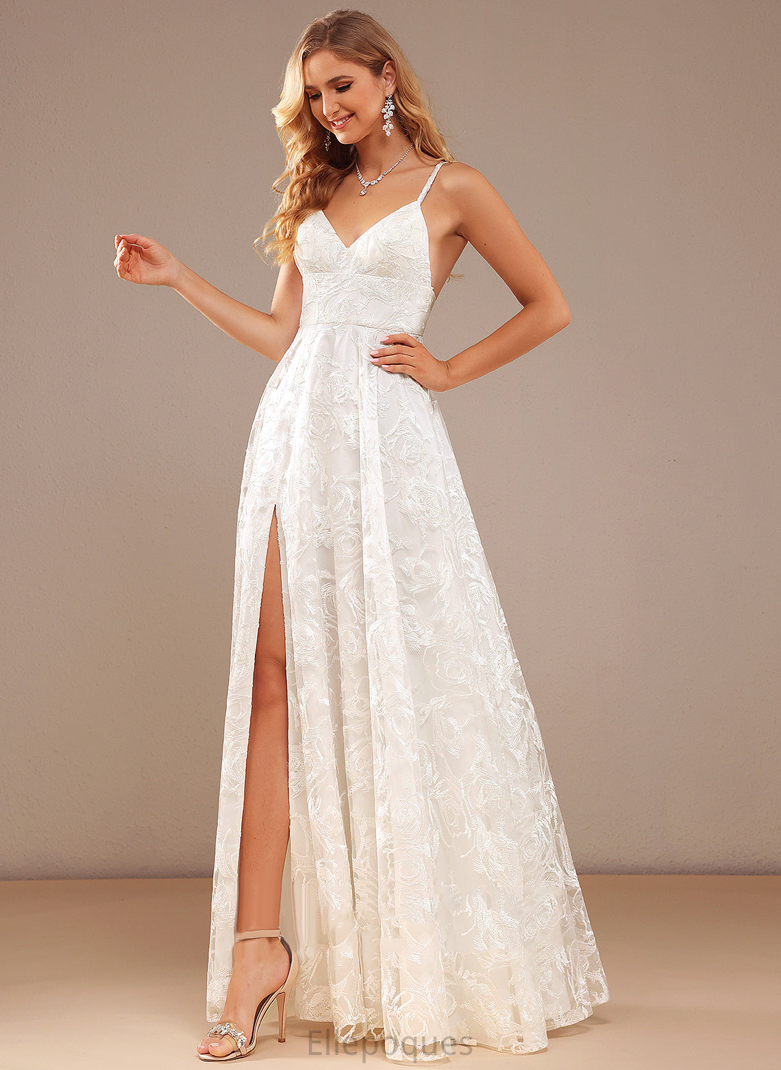 Floor-Length Makenzie Wedding Dresses Dress A-Line Lace Split V-neck Wedding Front With