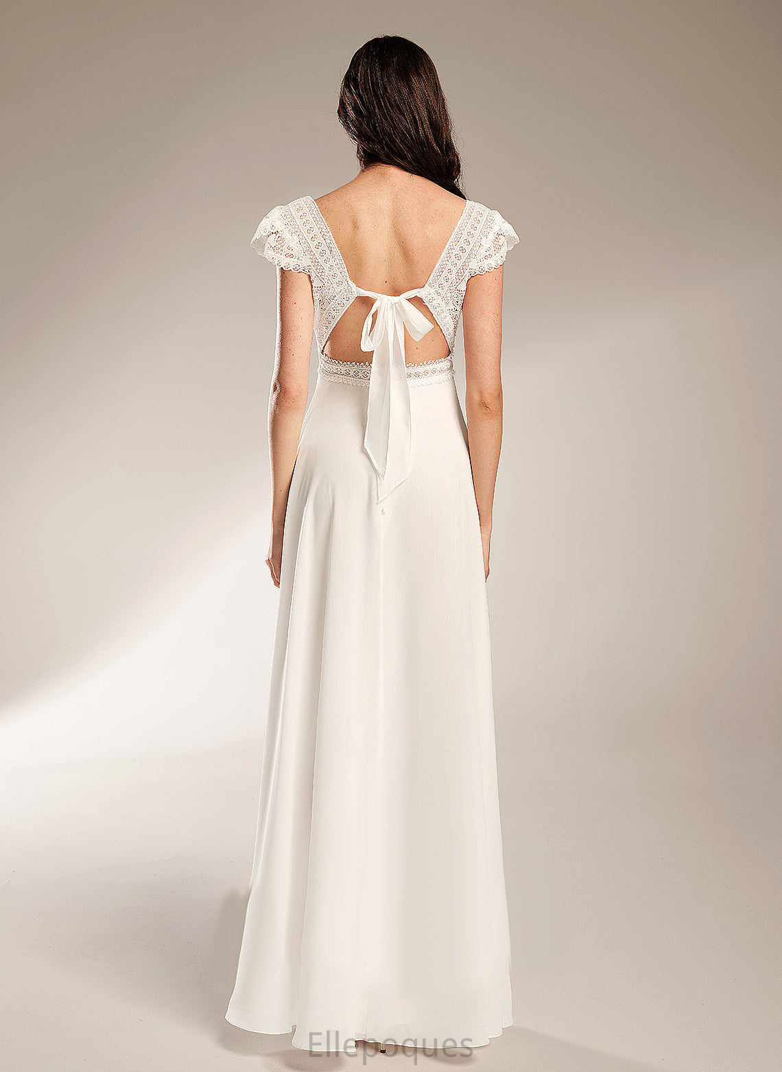 Wedding Floor-Length Wedding Dresses Chiffon Lace Nydia Dress V-neck A-Line