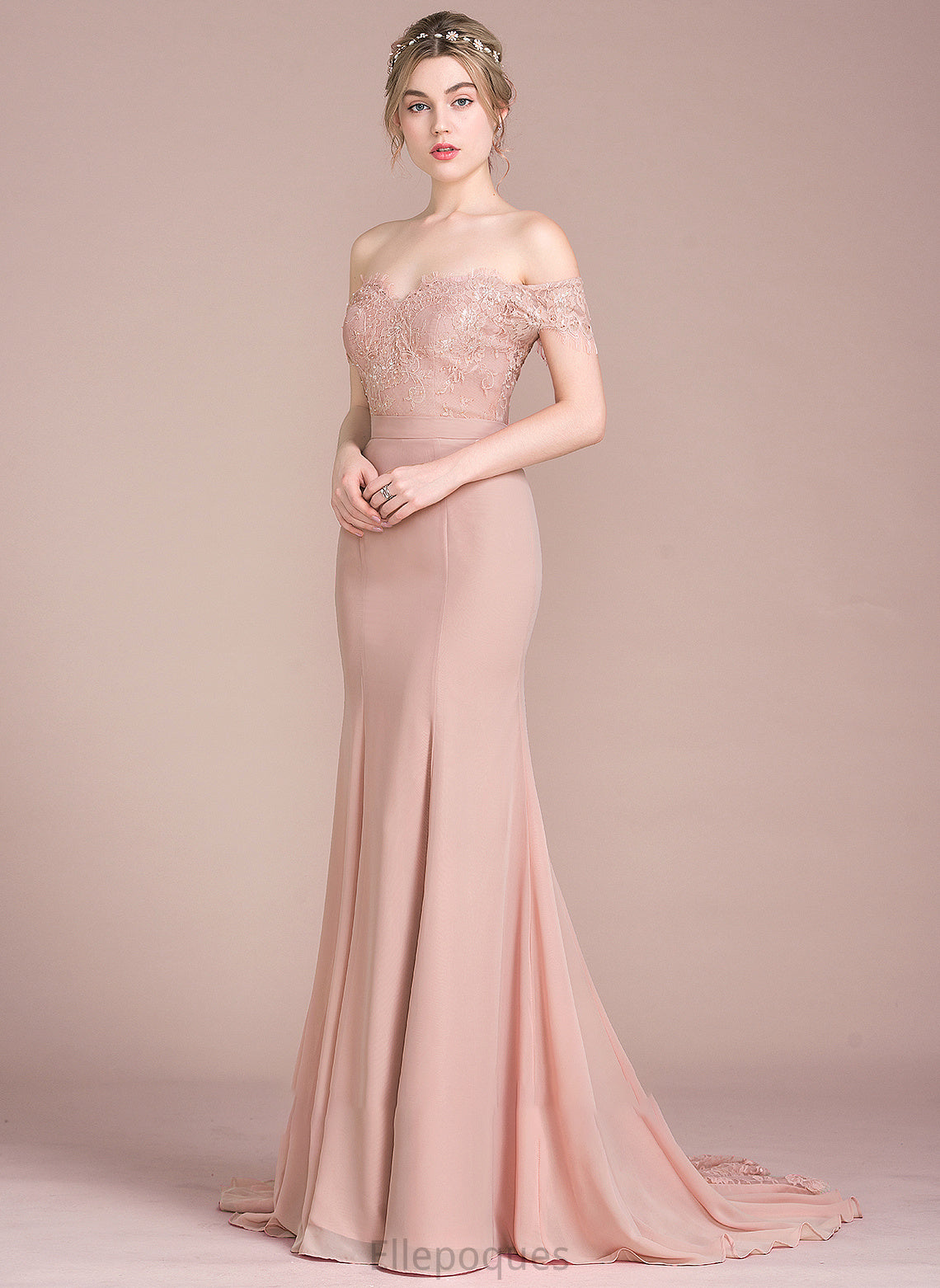 Train Lace Court Prom Dresses Mckinley With Sequins Off-the-Shoulder Chiffon Trumpet/Mermaid