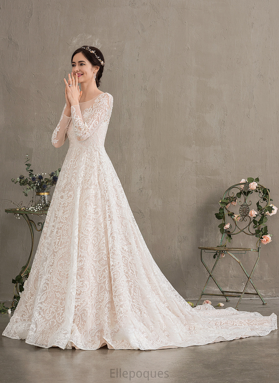 Court Illusion Train Wedding Annika Wedding Dresses Lace Ball-Gown/Princess Dress