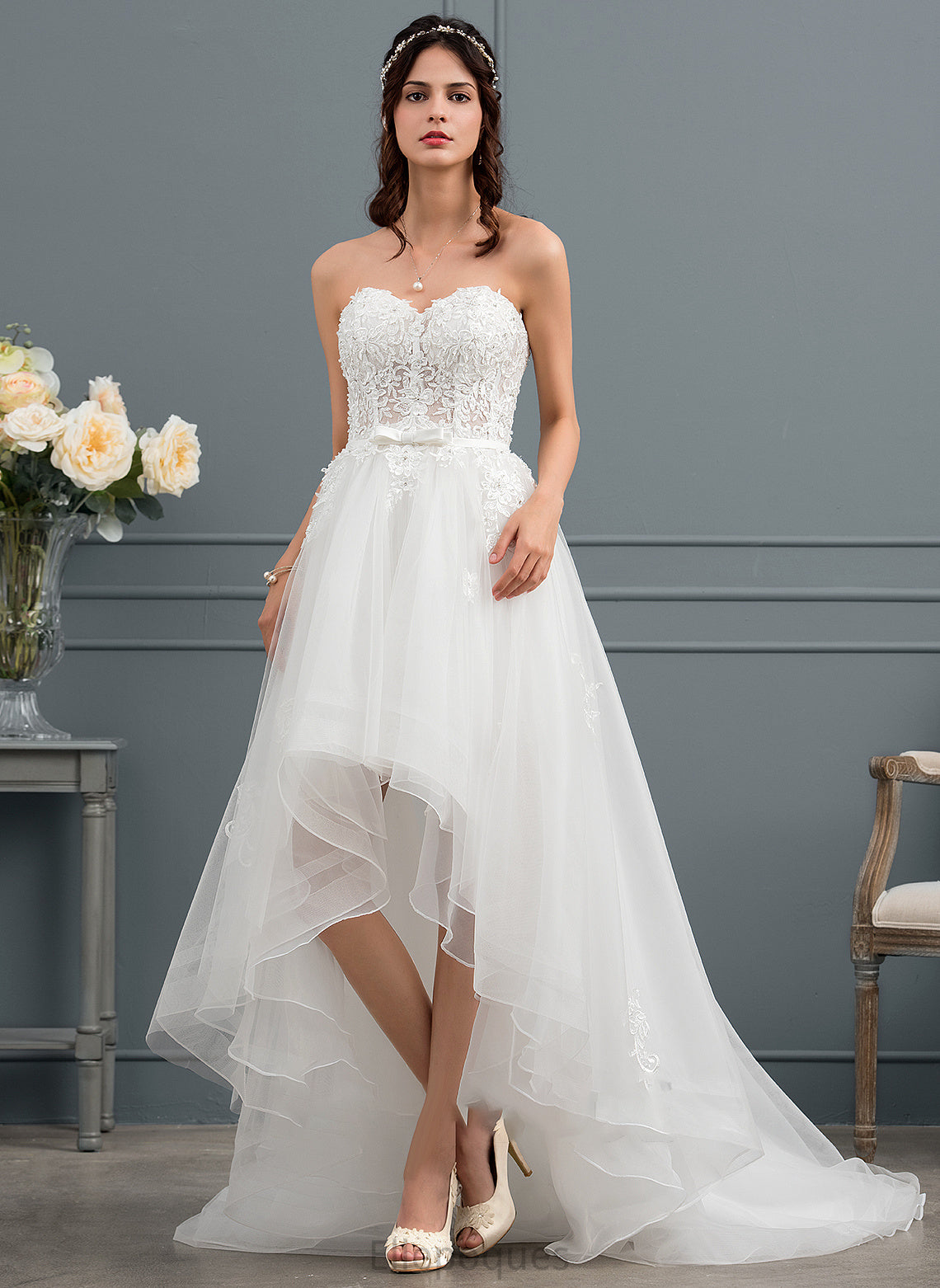 A-Line Tulle With Wedding Dresses Ayanna Sweetheart Dress Wedding Bow(s) Beading Asymmetrical Sequins