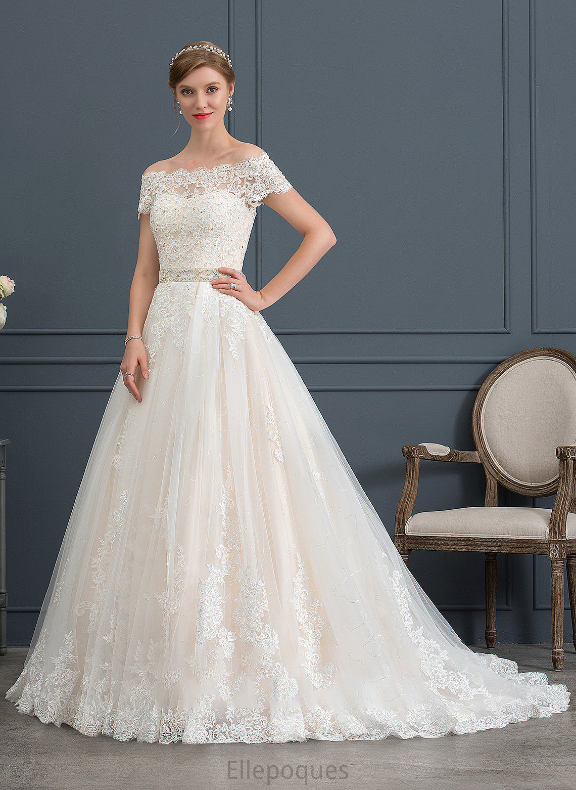 Wedding Dresses Court With Wedding Sequins Siena Beading Ball-Gown/Princess Train Dress Tulle