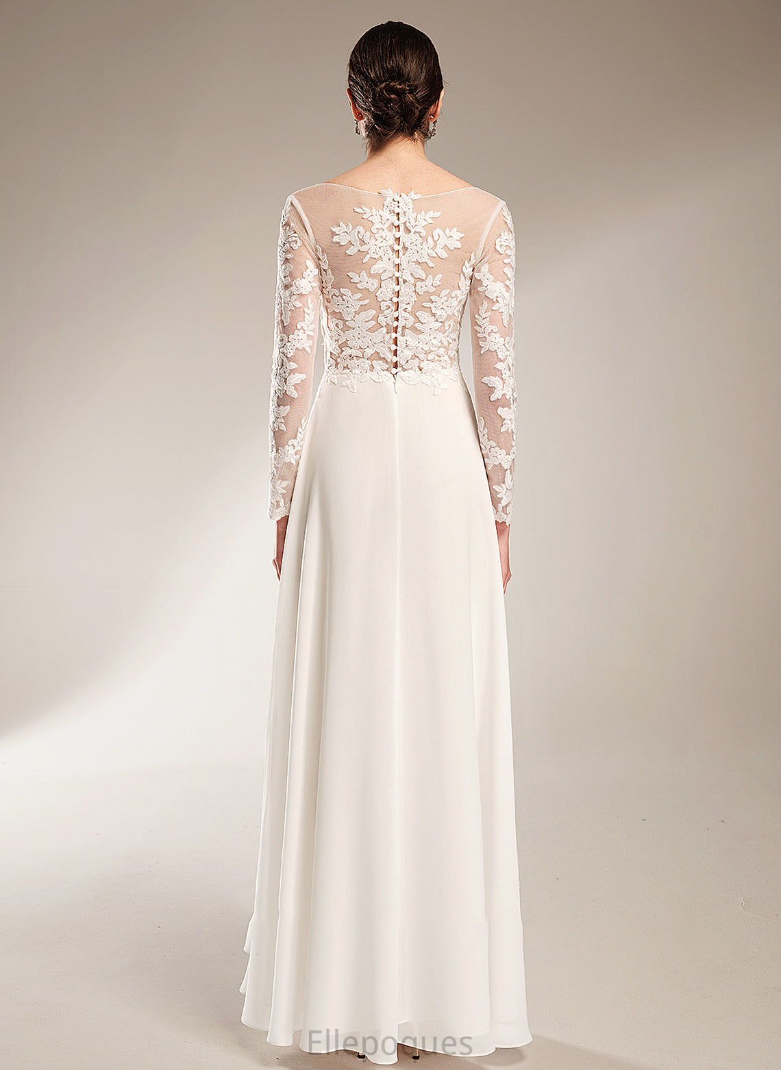 Sonia Floor-Length Front Dress Wedding Dresses Split V-neck With A-Line Wedding