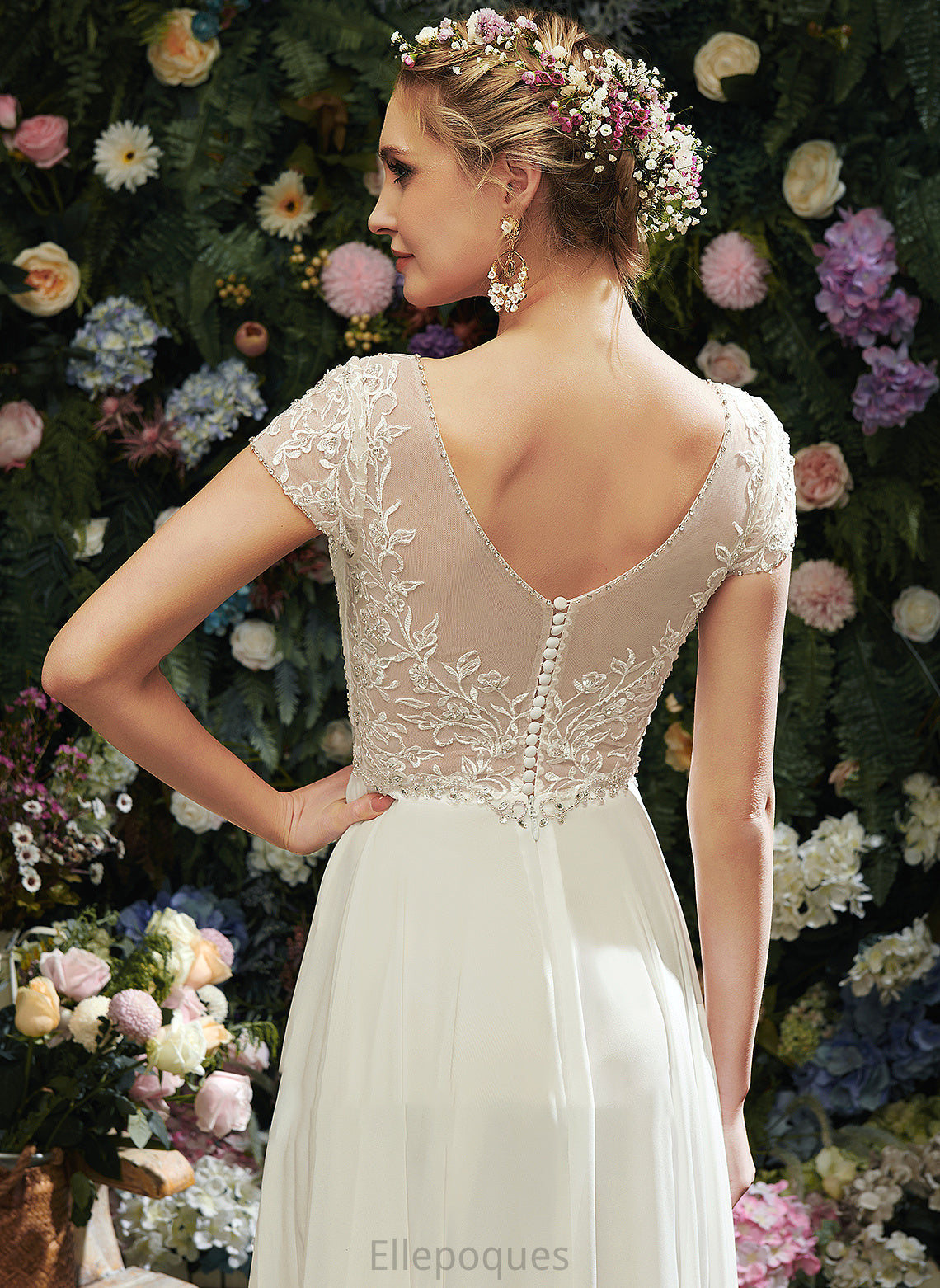 A-Line Beading Wedding Lace With Sequins Dress Wedding Dresses Natalya Floor-Length V-neck