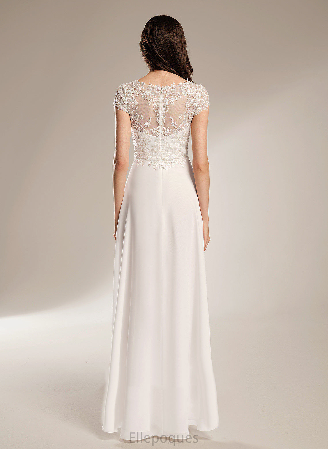 With Asymmetrical Wedding Dresses Chiffon A-Line Wedding Mia V-neck Lace Dress