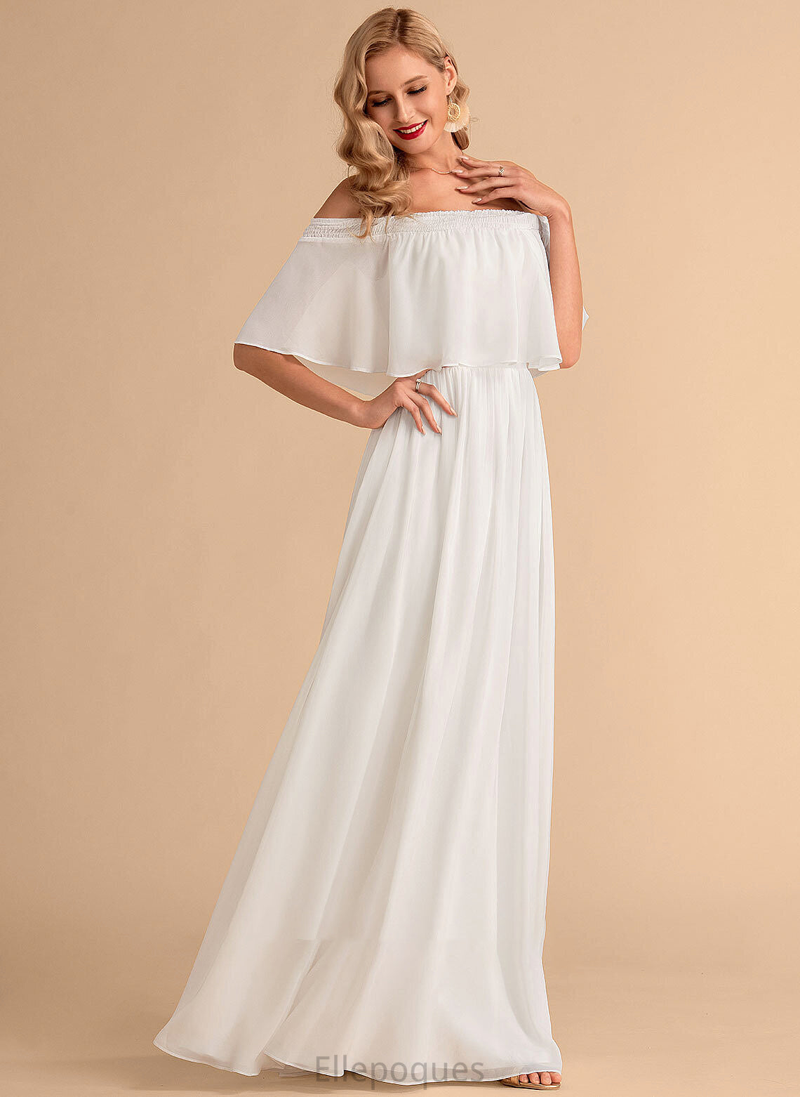 Floor-Length With Chiffon Wedding Wedding Dresses Front Lydia Dress Split A-Line