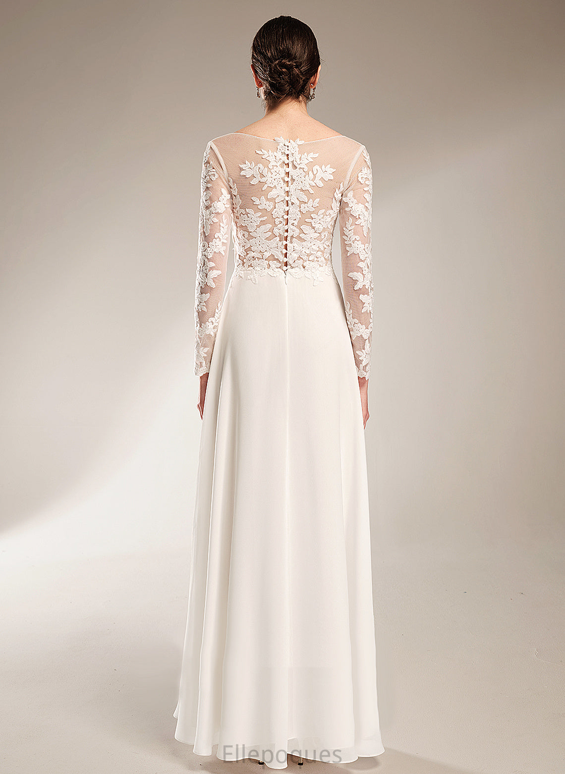 Lace A-Line Dress Katrina Floor-Length V-neck Wedding Chiffon Wedding Dresses