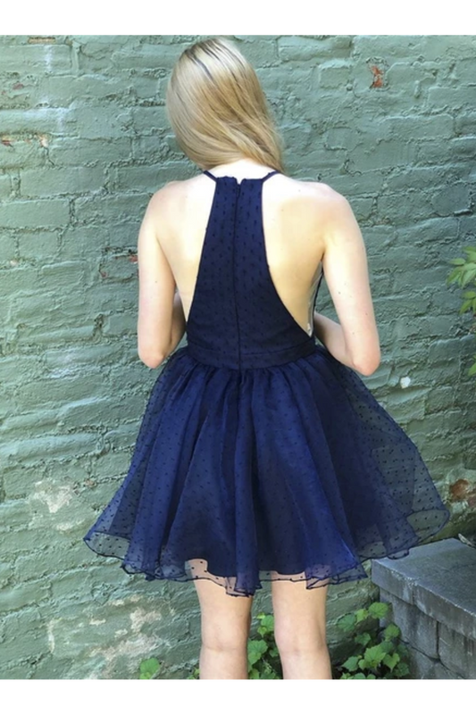 Halter Simple Mini Short Homecoming Dresses Tulle