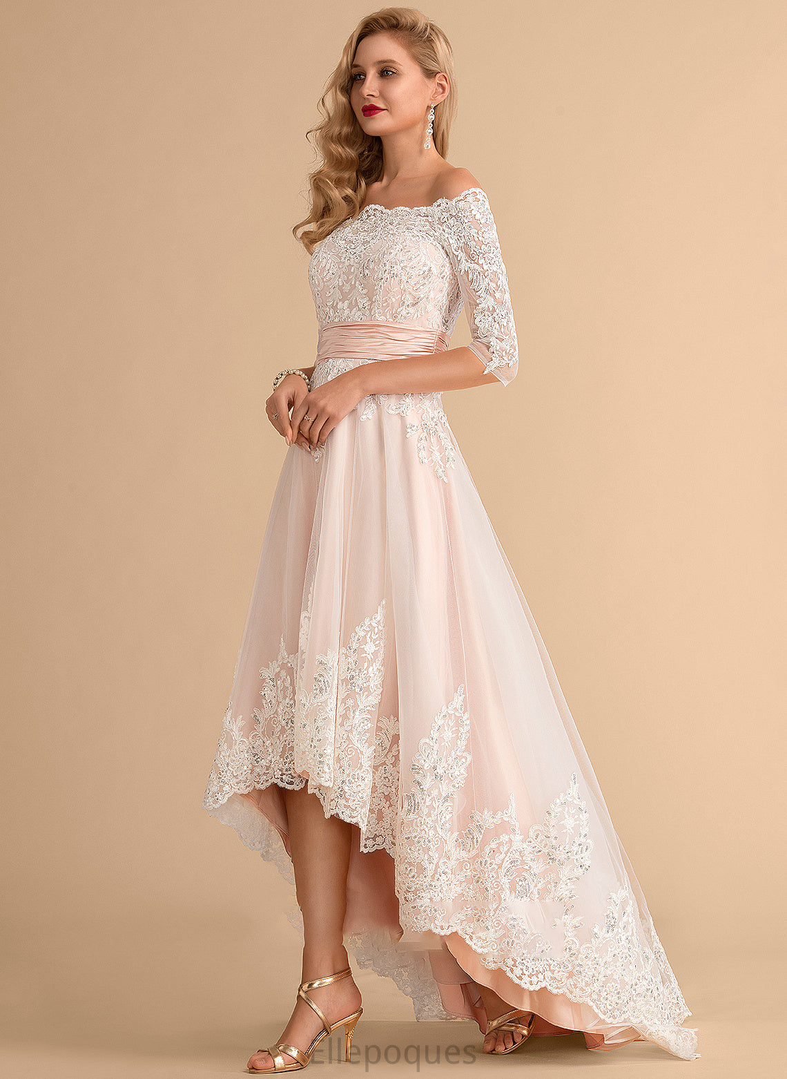 Wedding Jazlyn A-Line Sequins Asymmetrical With Tulle Dress Wedding Dresses Lace Satin