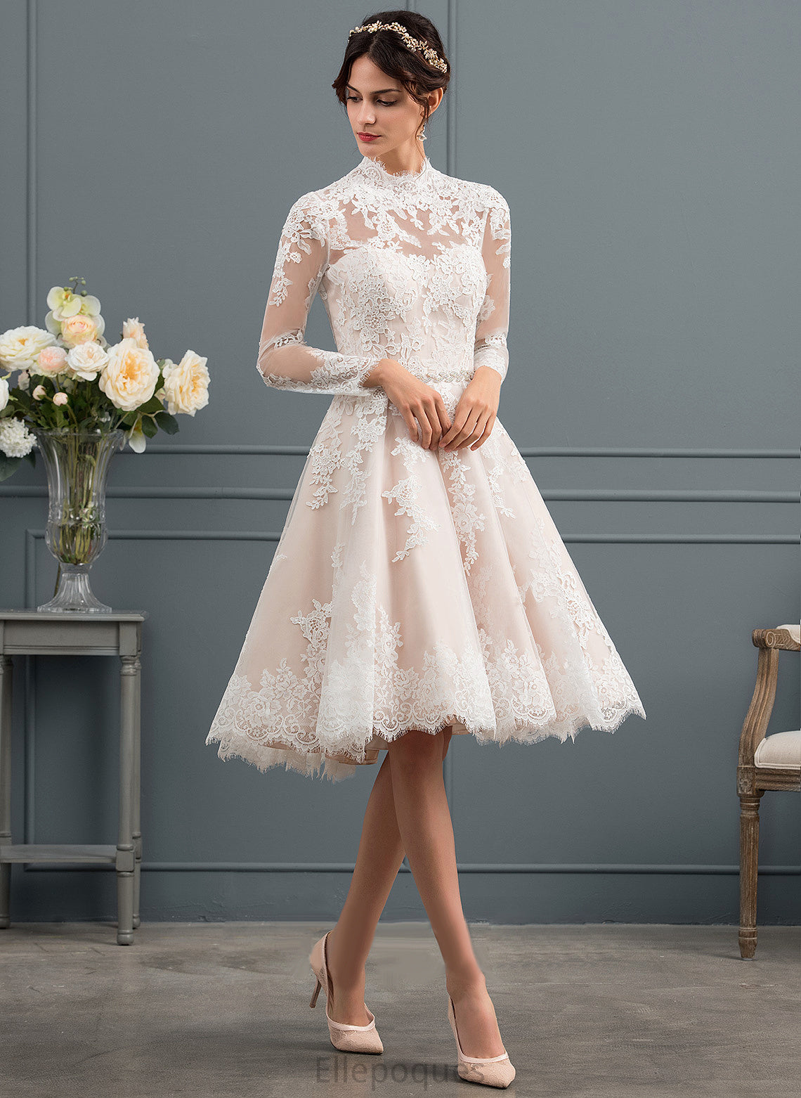 Dress A-Line Tulle Wedding Dresses Mylee Knee-Length Wedding Illusion Lace